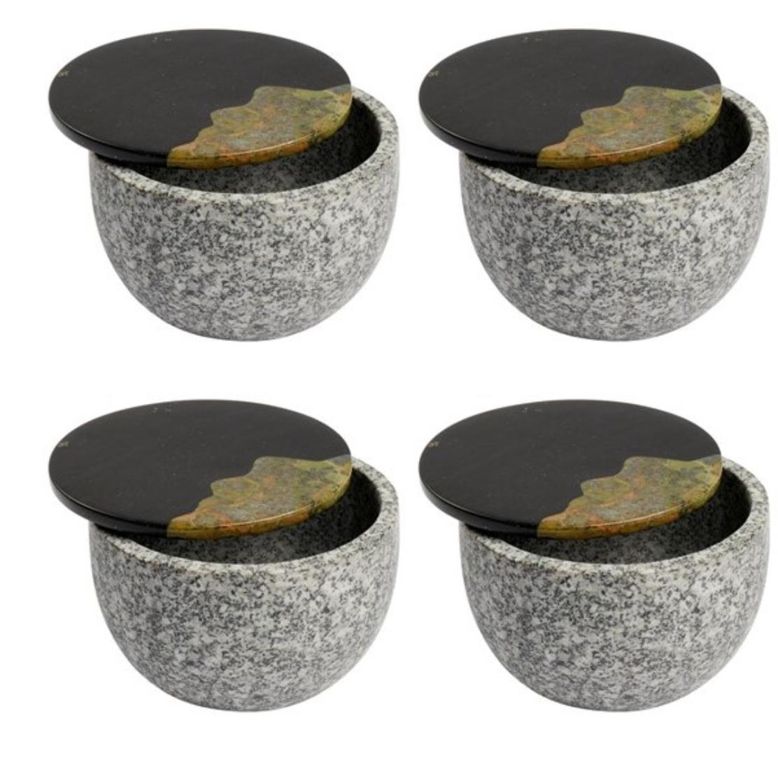 Set of 4 Sprouter pot by Estudio Rafael Freyre
Dimensions: D 15 x H 8 cm 
Materials: Andes Stone, Amazonic Wood.
Also available: Other materials and finishes available.

The Sprouters series explores the interaction of mineral and plant