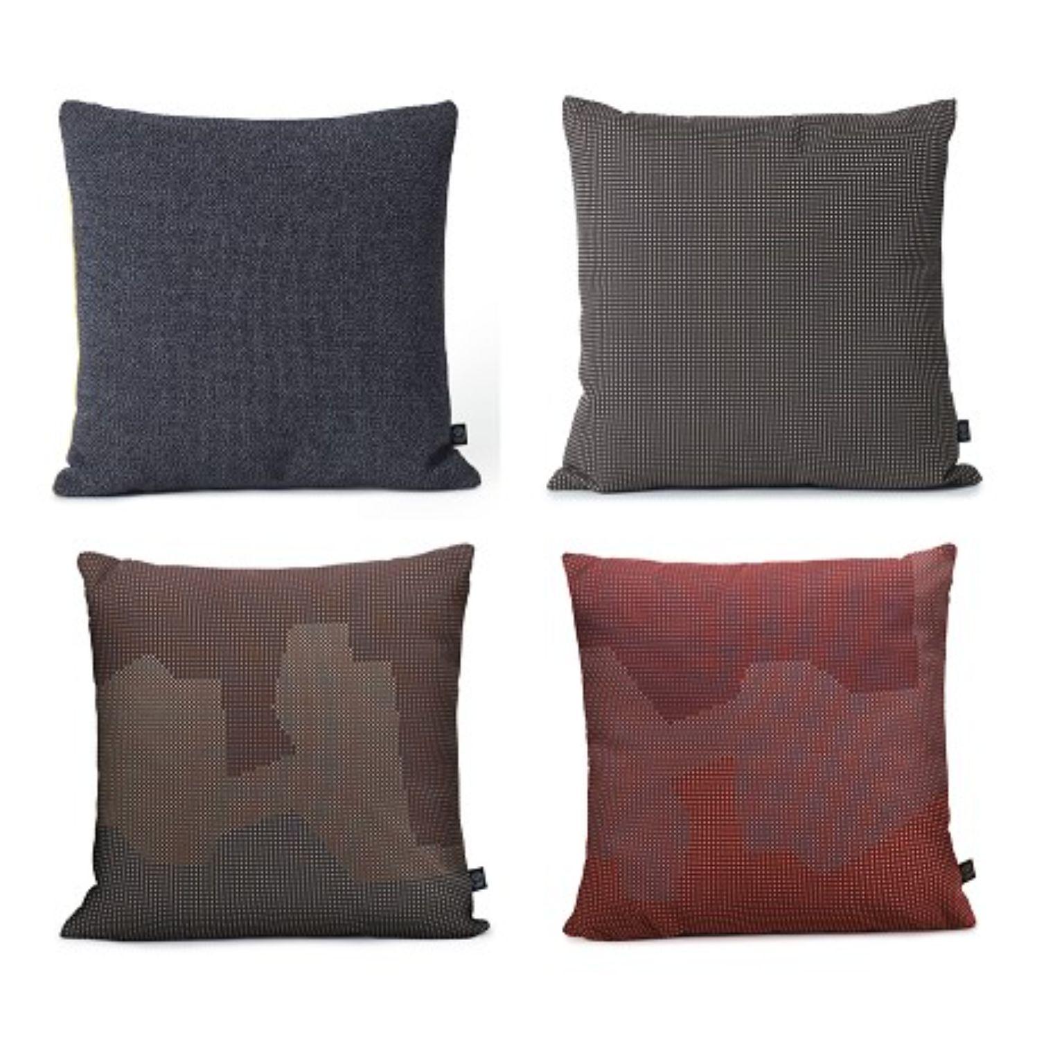 Set of 4 square cushions by Warm Nordic
Dimensions: D45 x W45 cm
Material: new wool, cotton, 100% Trevira CS, feathers
Weight: 0.95 kg 
Also available in different variations.

A super cushion in exclusive Kvadrat fabric. The Sprinkle Map