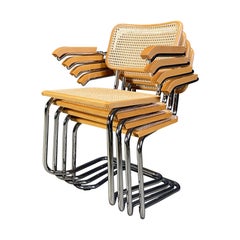 Set of 4 stackable vintage Marcel Breuer style armchairs, made in italy, 1970s