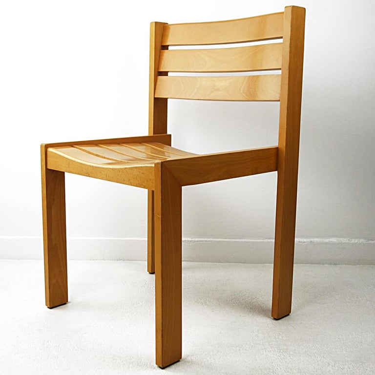 Set of 4 Stackable Wooden Dining Chairs by Wilkhahn For Sale at 1stDibs