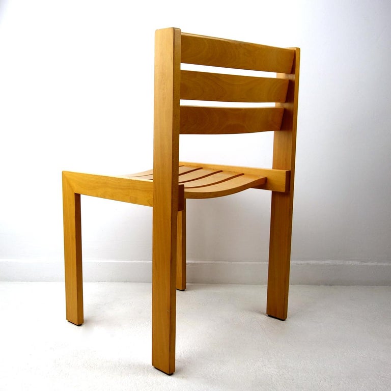 Set of 4 Stackable Wooden Dining Chairs by Wilkhahn For Sale at 1stDibs