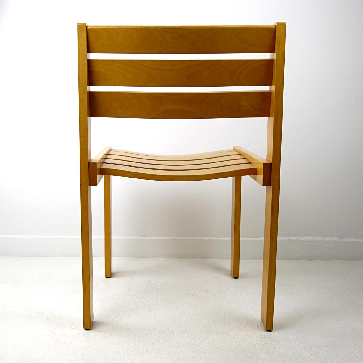 Set of 4 Stackable Wooden Dining Chairs by Wilkhahn In Good Condition In Doornspijk, NL