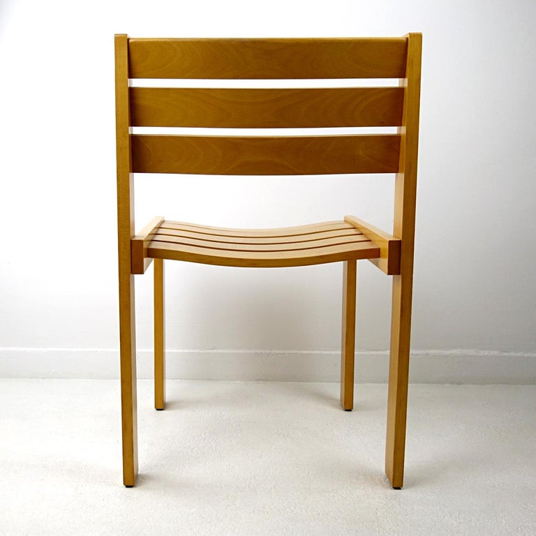Set of 4 Stackable Wooden Dining Chairs by Wilkhahn For Sale at 1stDibs