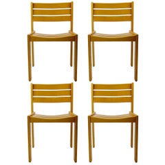 Set of 4 Stackable Wooden Dining Chairs by Wilkhahn