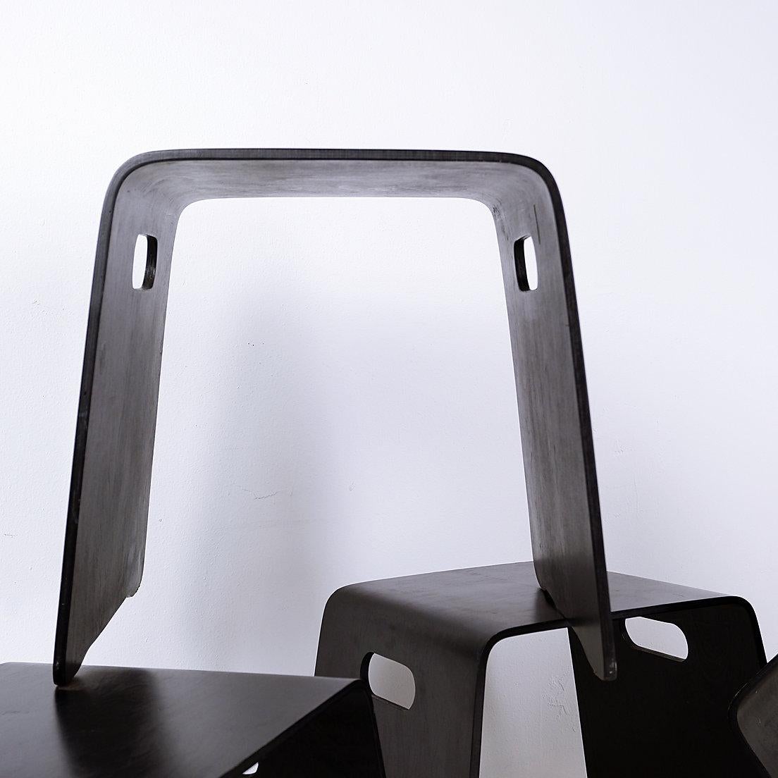 Contemporary Set of 4 Stackable Wooden stools - Circa 2016 For Sale