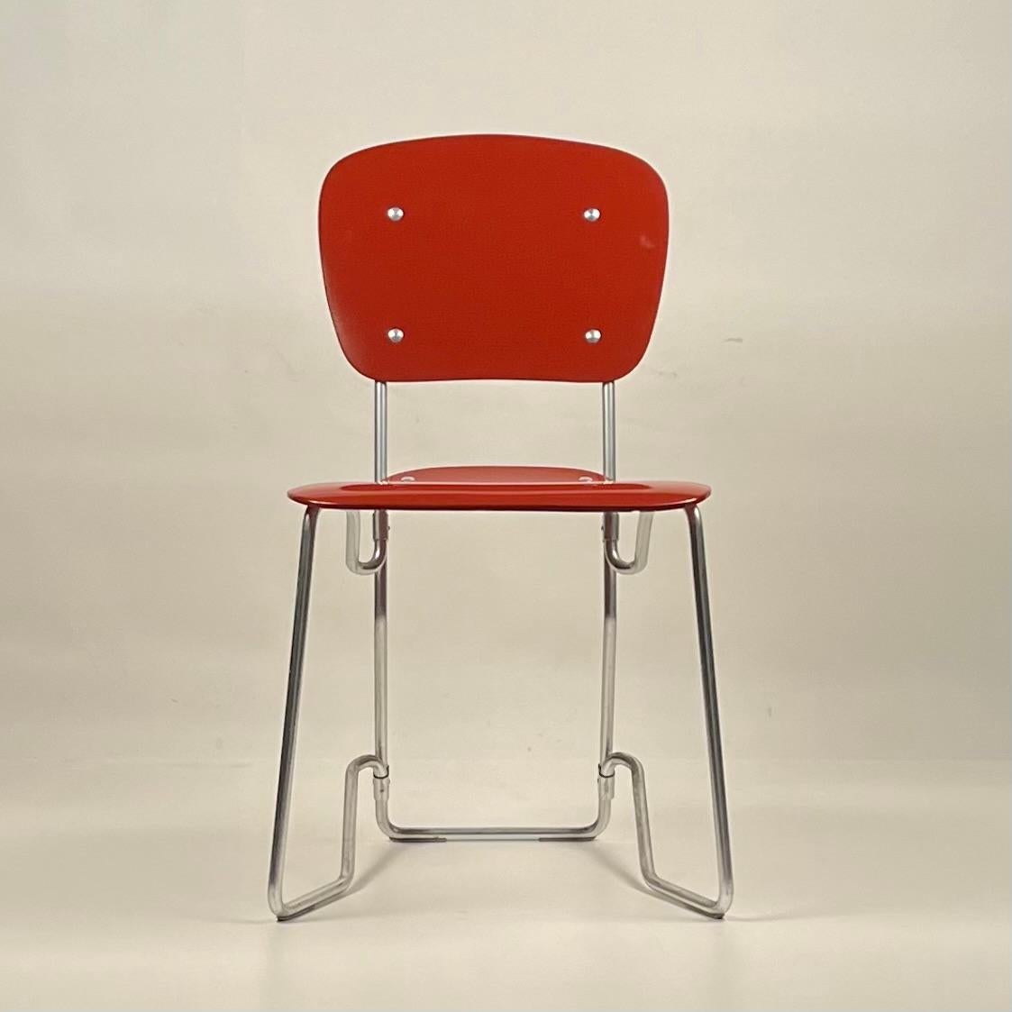 Ensemble de 4 chaises empilables par Armin Wirth et Aluflex, années 1950  en vente 5