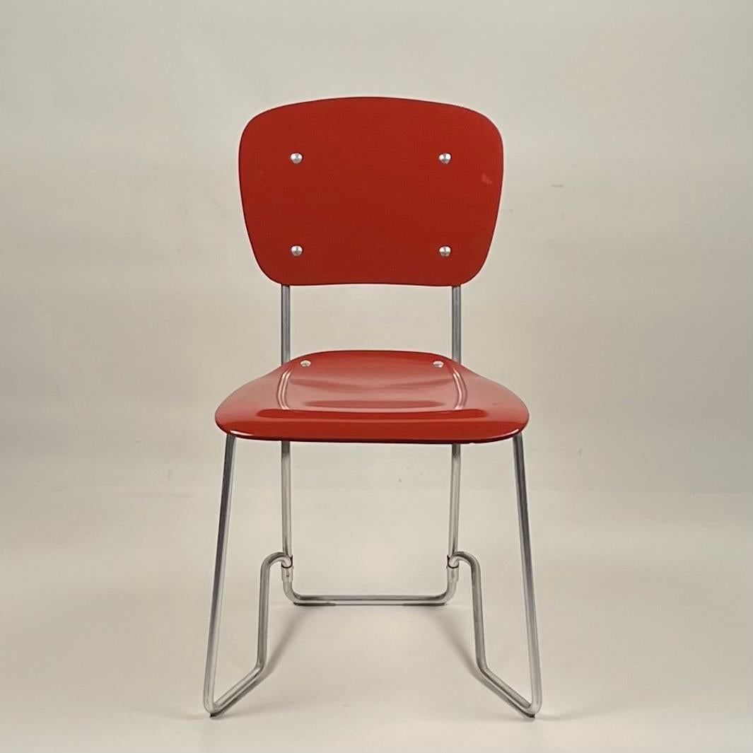 Ensemble de 4 chaises empilables par Armin Wirth et Aluflex, années 1950  en vente 6