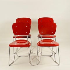 Set of 4 Stacking Chairs by Armin Wirth and Aluflex, 1950s