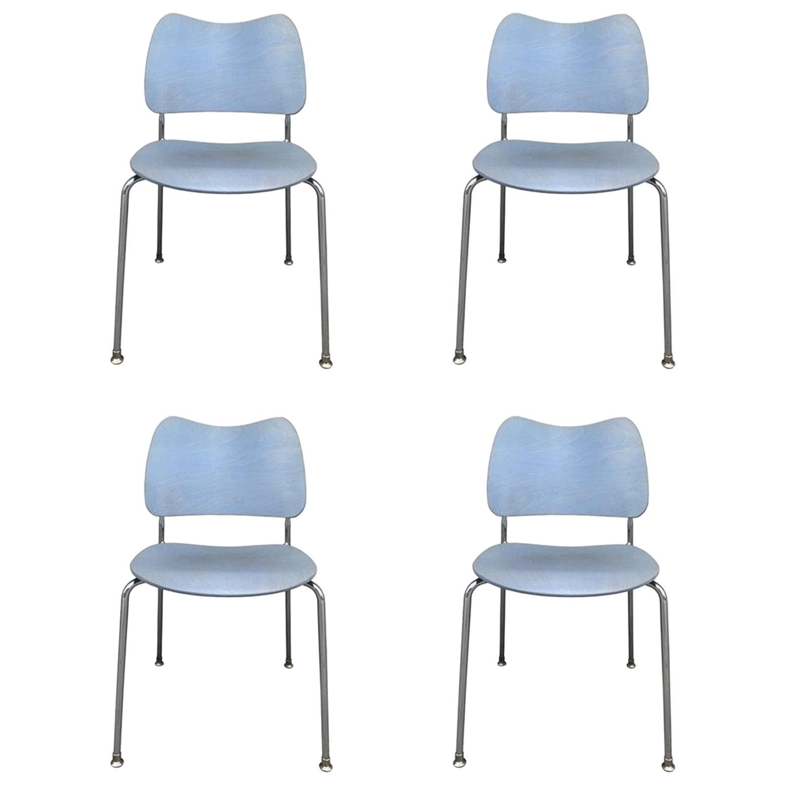 Set of 4 Stacking Chairs Made in Sweden by Lammhults Mobel