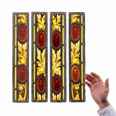 Set of 4 Stained Glass Panels of Foliage Designs