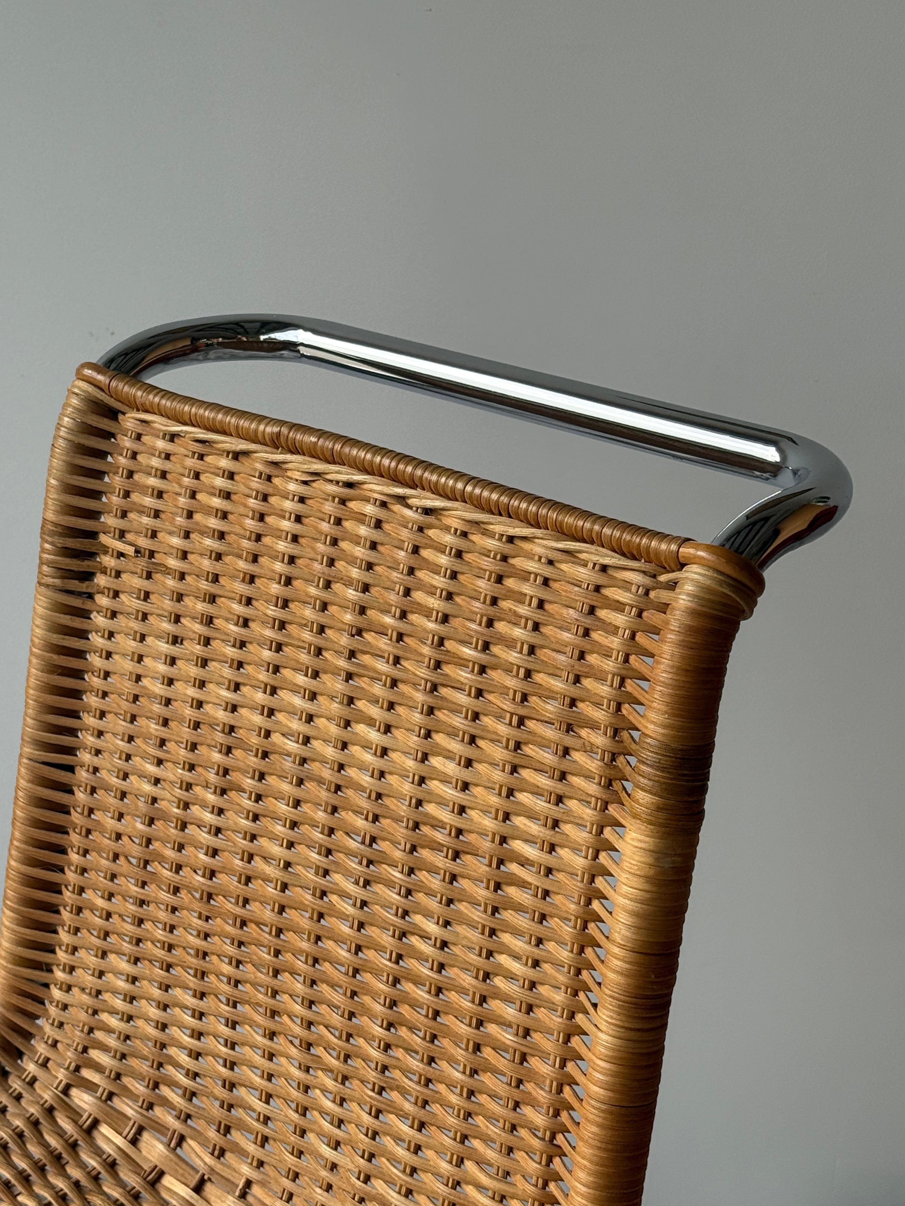 Set of 4 Stendig Cantilever Rattan & Chrome Side Chairs, 1970s im Angebot 3