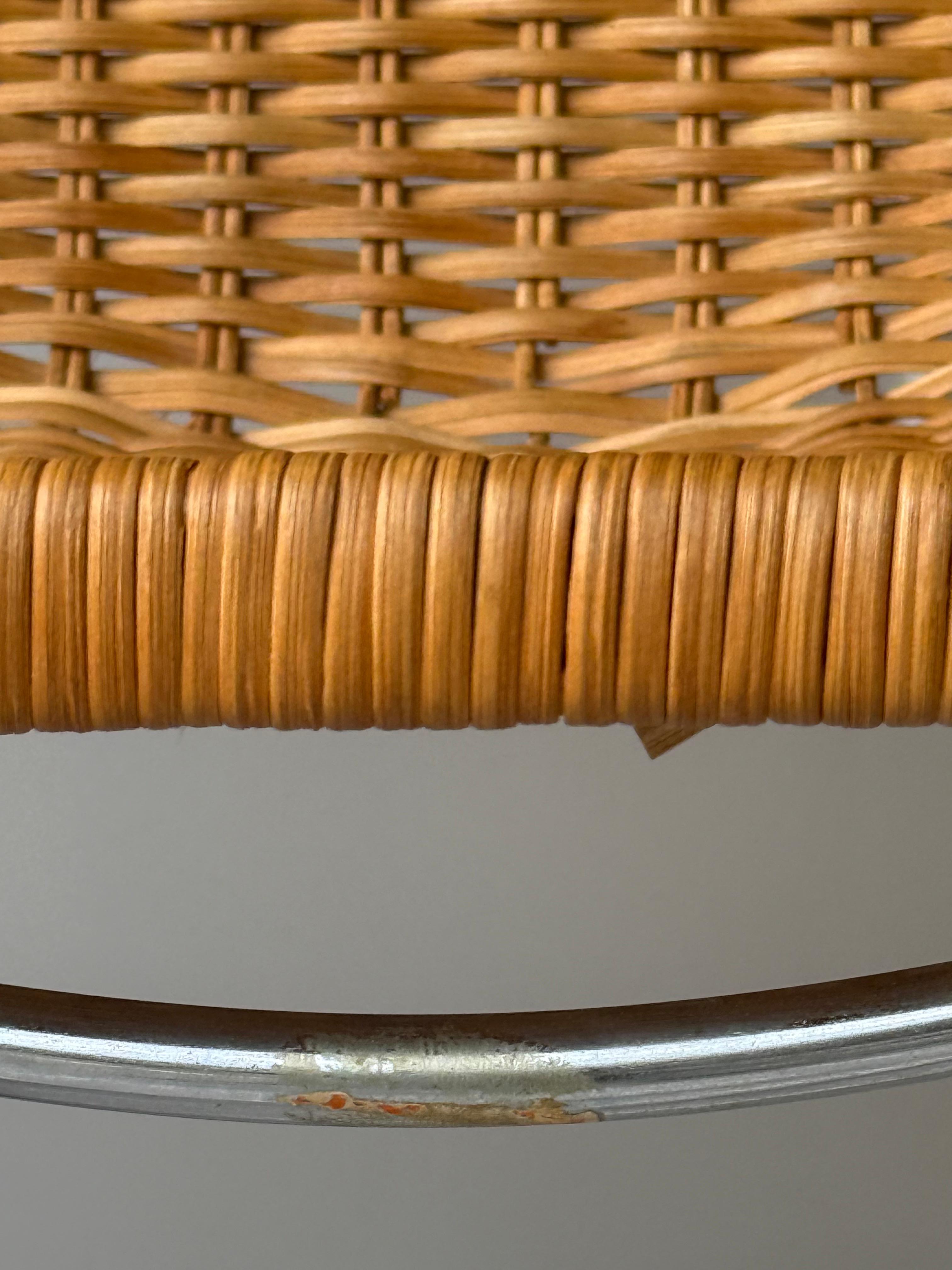 Set of 4 Stendig Cantilever Rattan & Chrome Side Chairs, 1970s im Angebot 4