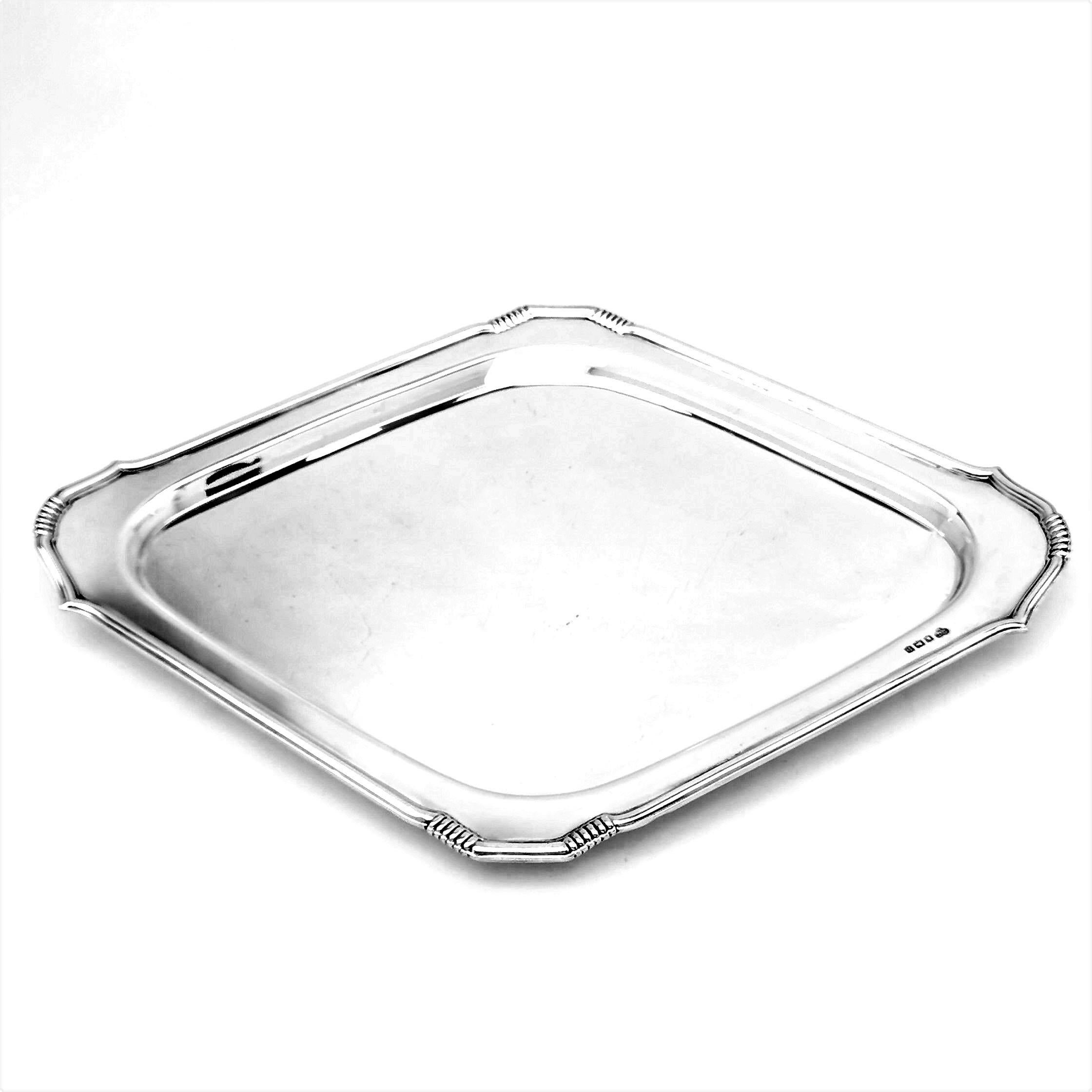 Set of 4 Sterling Silver Art Deco Serving Platters / Trays / Salvers 1956 2