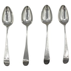 Antique Set of 4 Sterling Silver Coffee Spoons by Hester Bateman