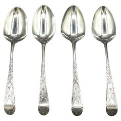 Antique Set of 4 Sterling Silver Coffee Spoons by Hester Bateman, London, c.1775
