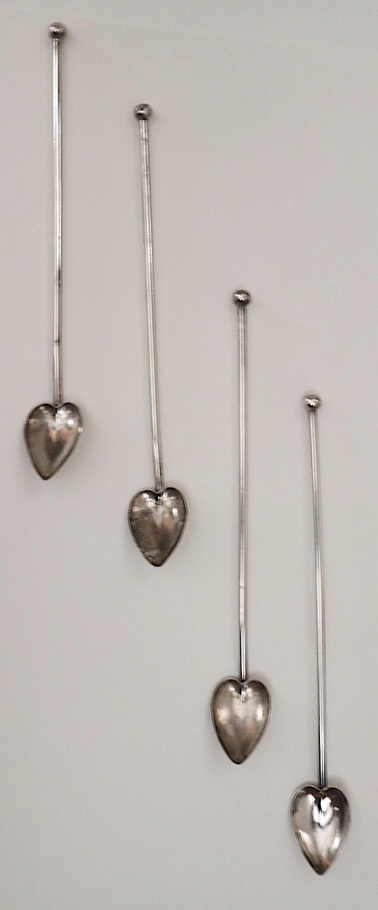 Set of 4 Sterling Stir Sticks / Straws by Riamond In Good Condition For Sale In New York, NY