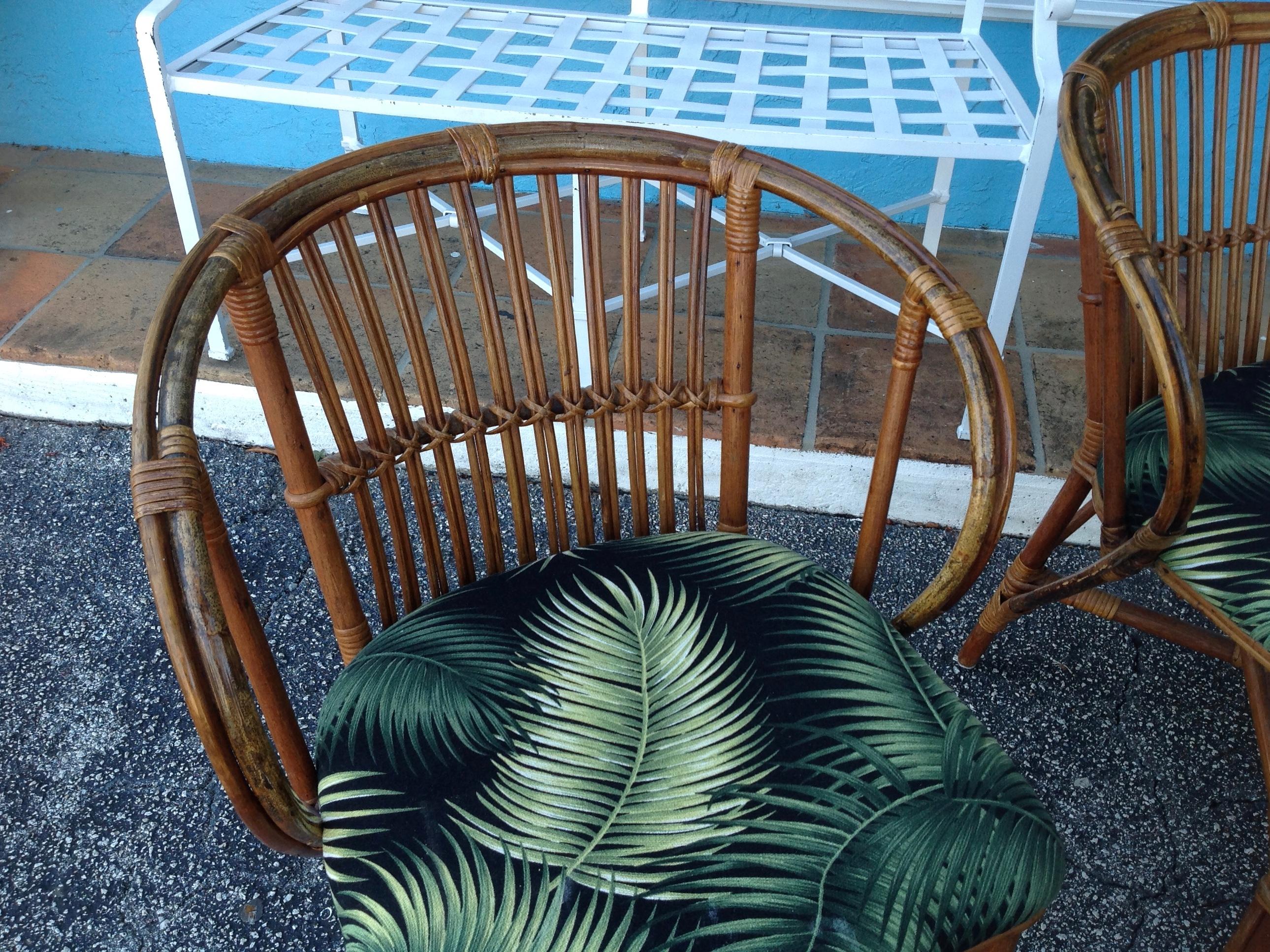 Set of 4 Stick Rattan Game Table Chairs 4