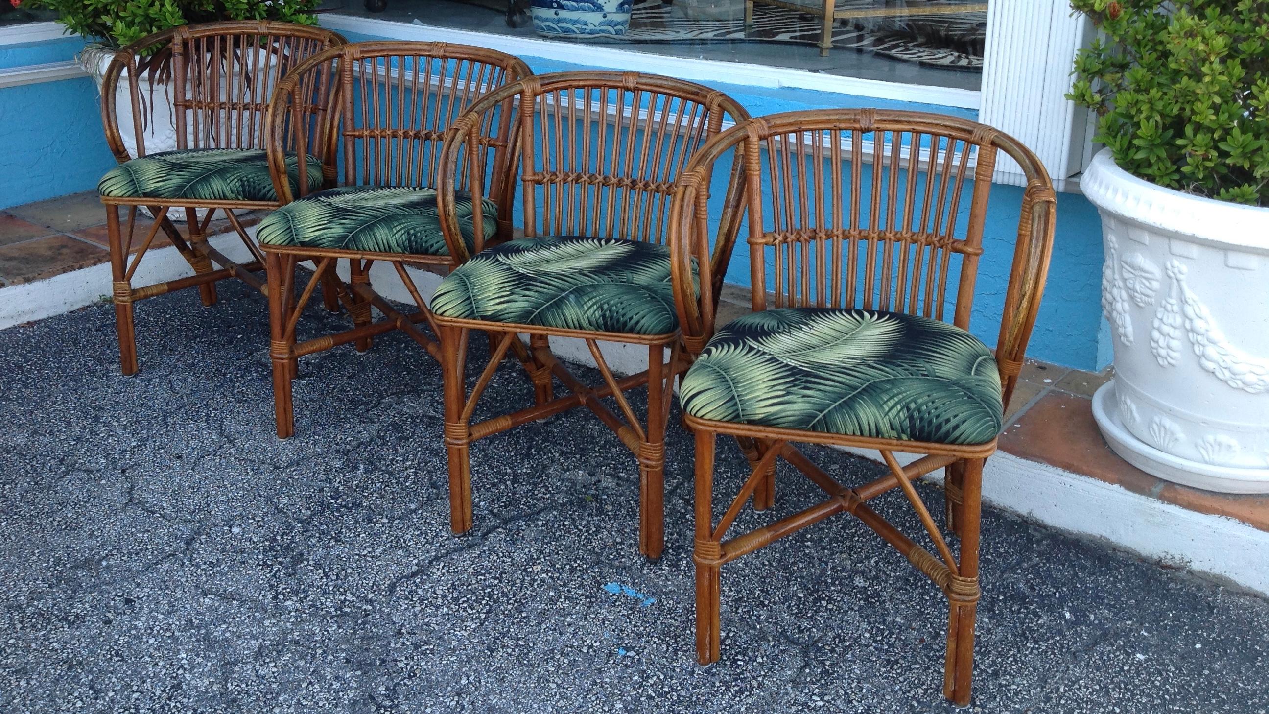 American Set of 4 Stick Rattan Game Table Chairs