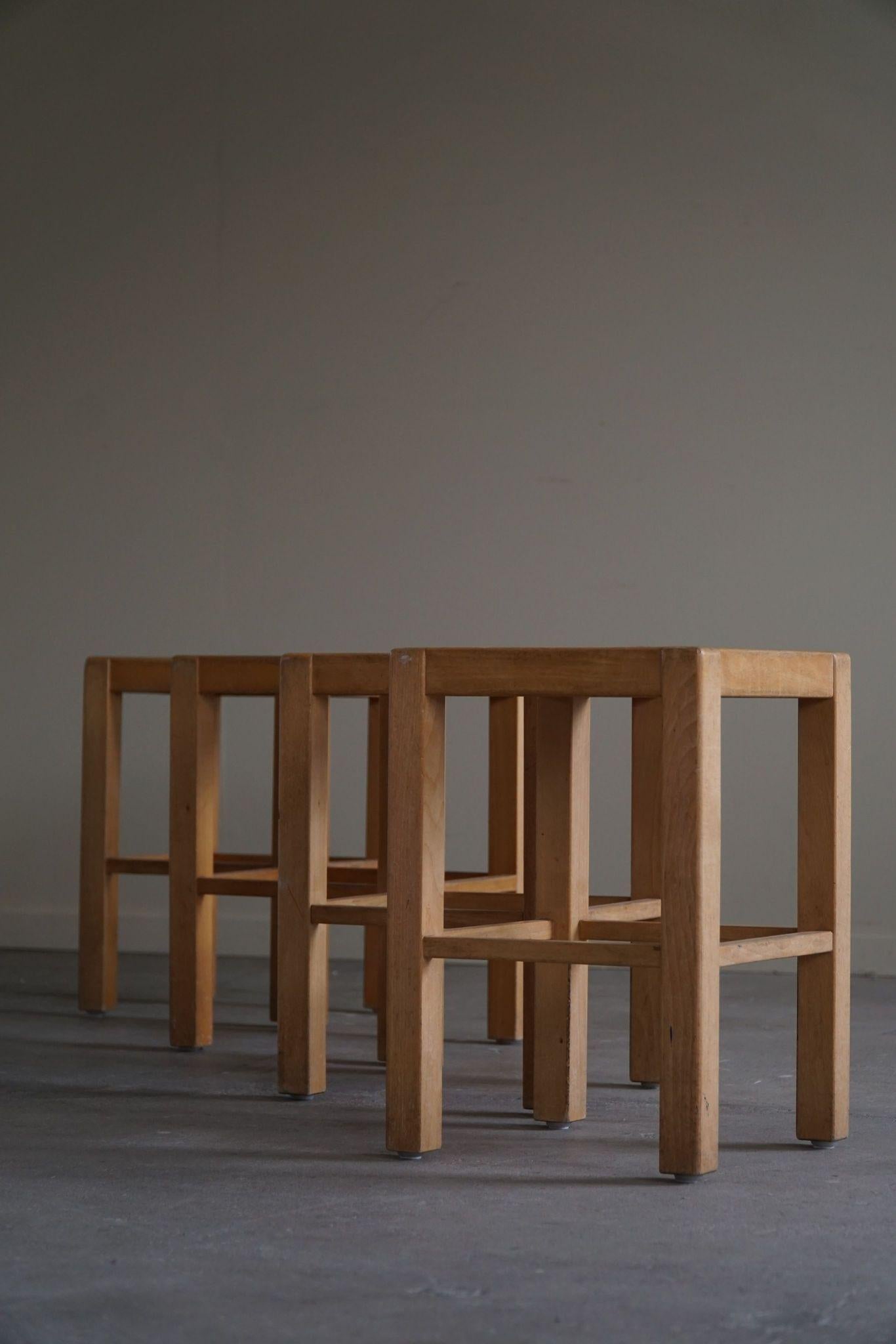 Set of 4 Stools in Birch, Swedish Modern, Designed by Sven Markelius, 1930s 5