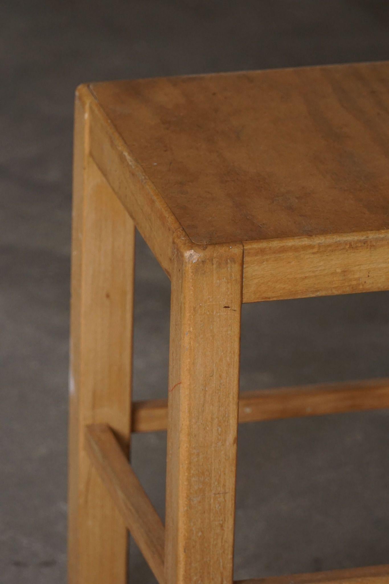 Set of 4 Stools in Birch, Swedish Modern, Designed by Sven Markelius, 1930s 7