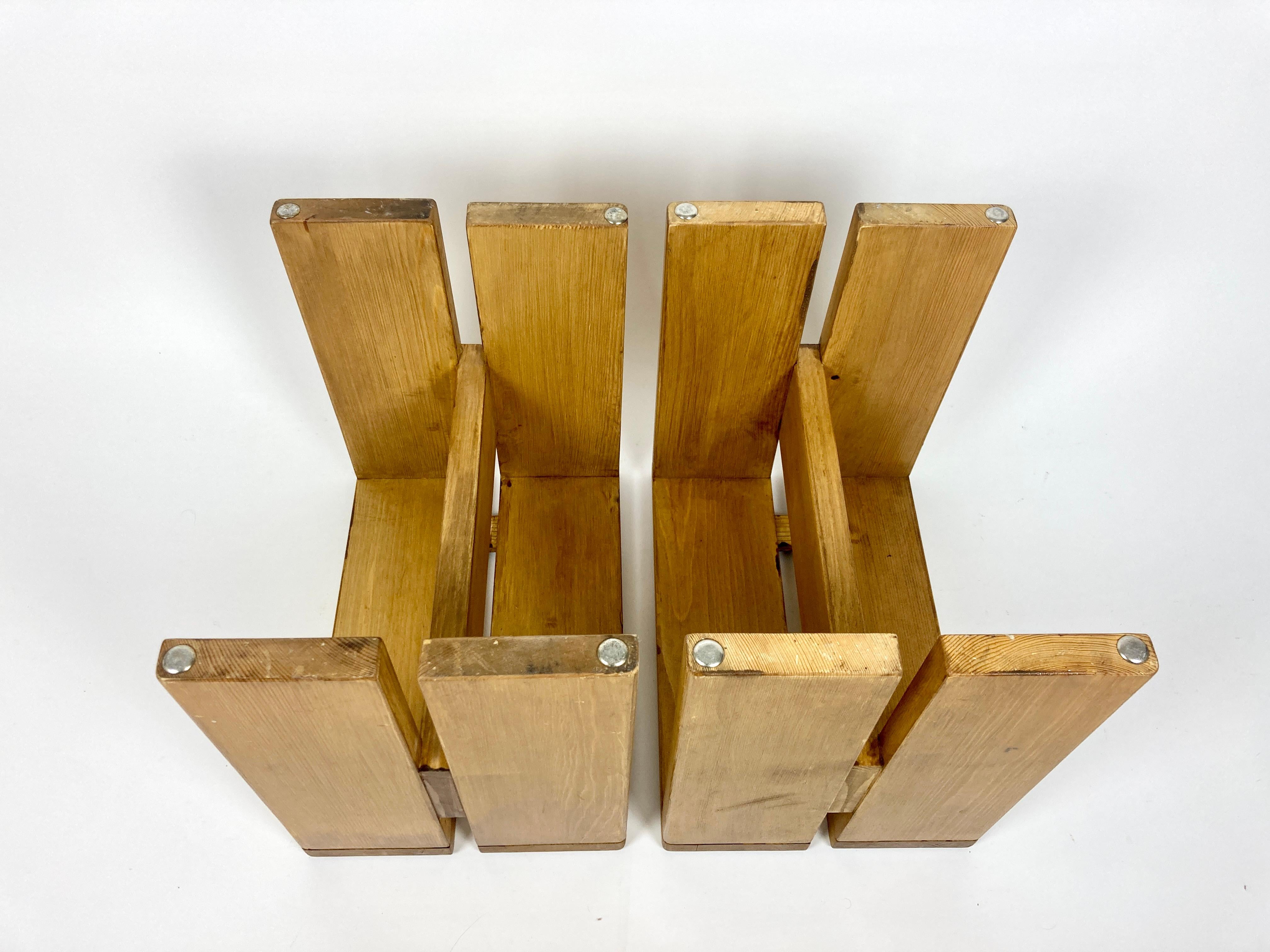 Set of 4 Stools/Side Tables from Les Arcs, France 1970s, Charlotte Perriand 13