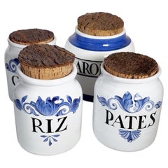 Ensemble de 4 bocaux de conservation avec bouchons en liège, Biot, France, 1960