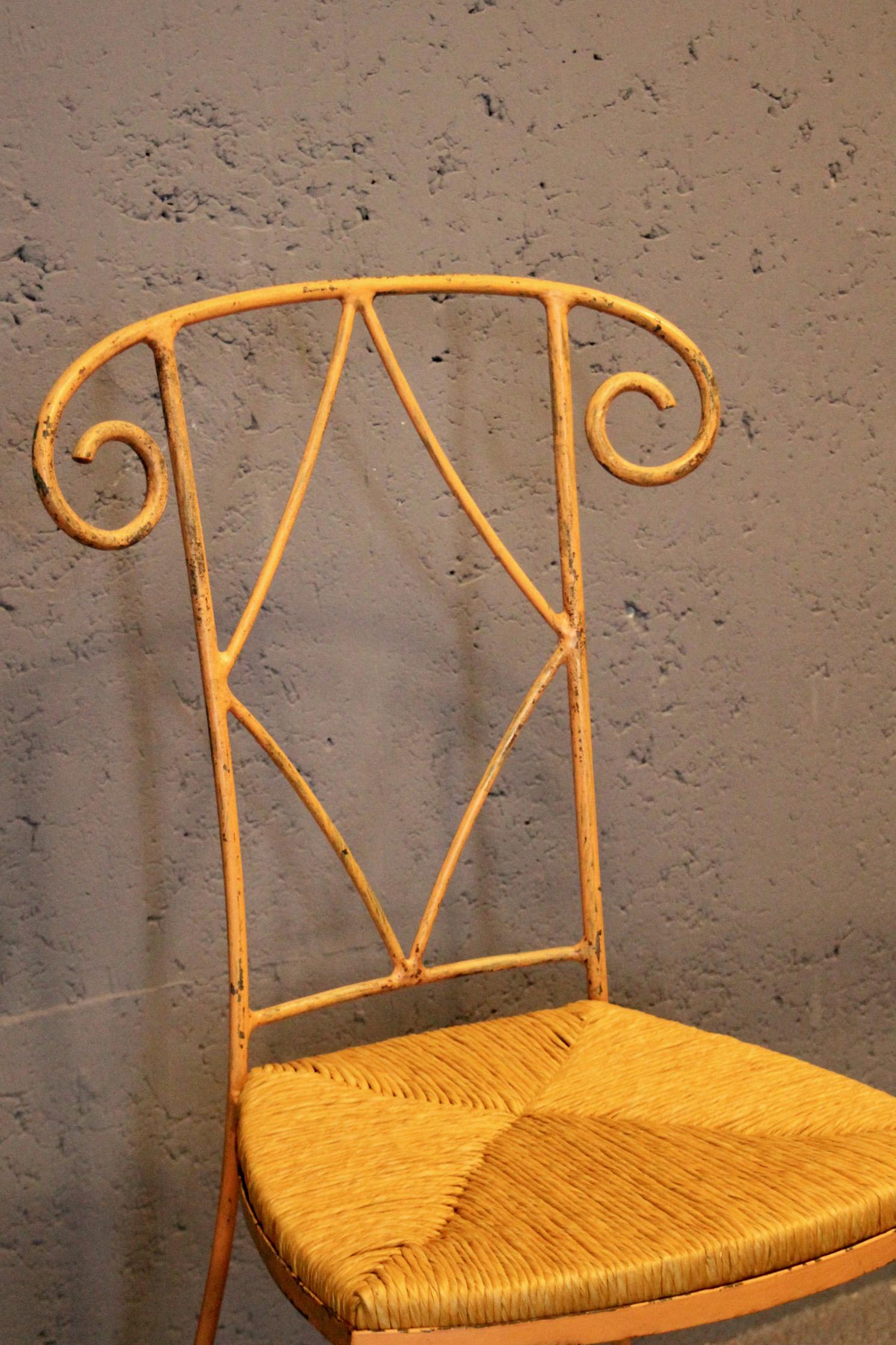 Set di 4 sedie Neo classic in paglia e metallo in vendita 5