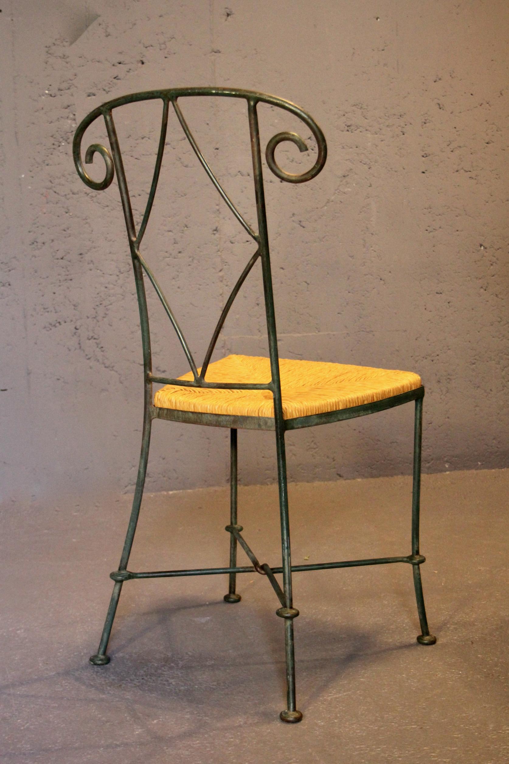 Set di 4 sedie Neo classic in paglia e metallo in vendita 6