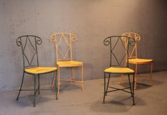 Juego de 4 sillas Neo classic de paja y metal