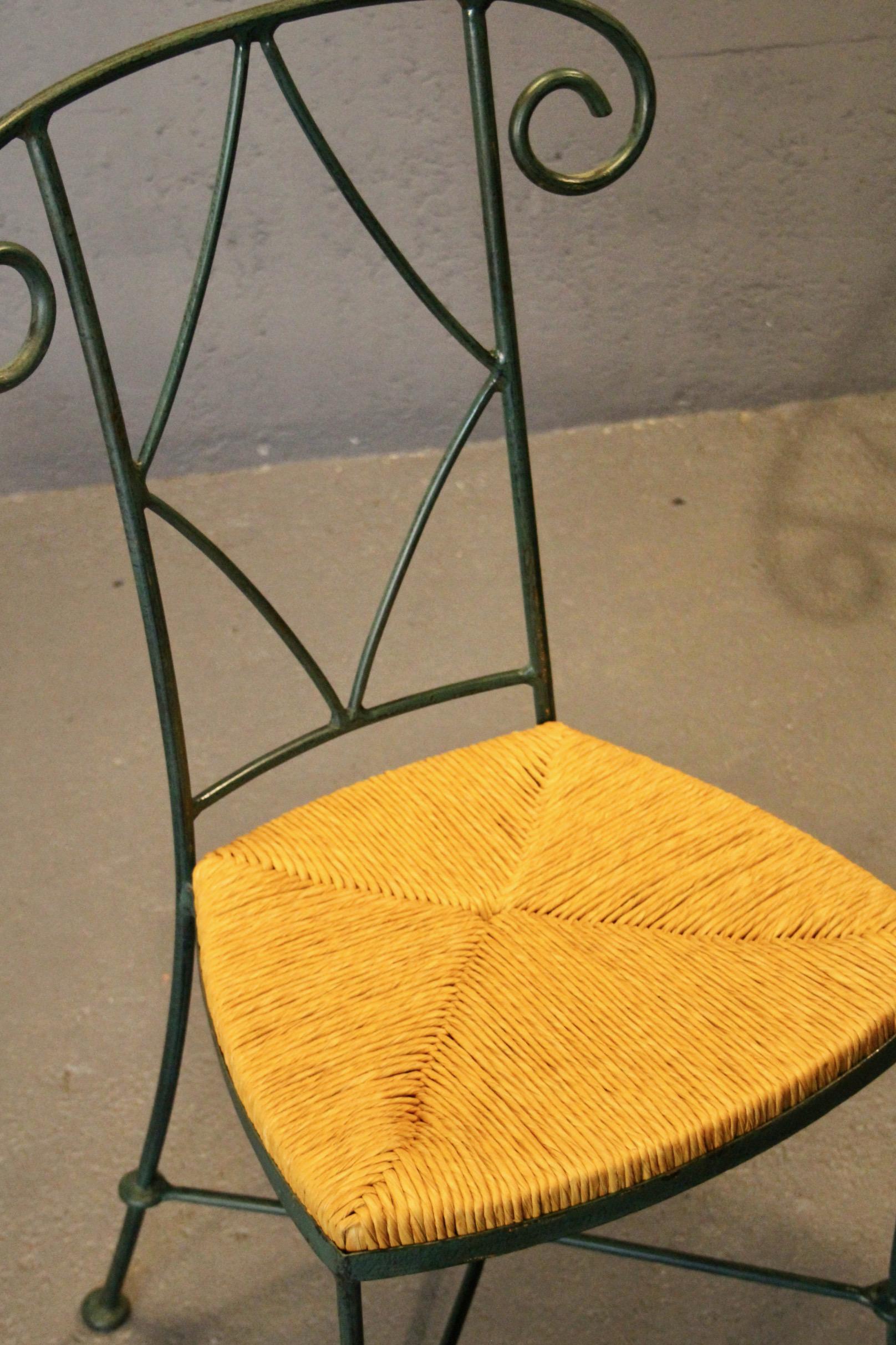 Metallo Set di 4 sedie Neo classic in paglia e metallo in vendita