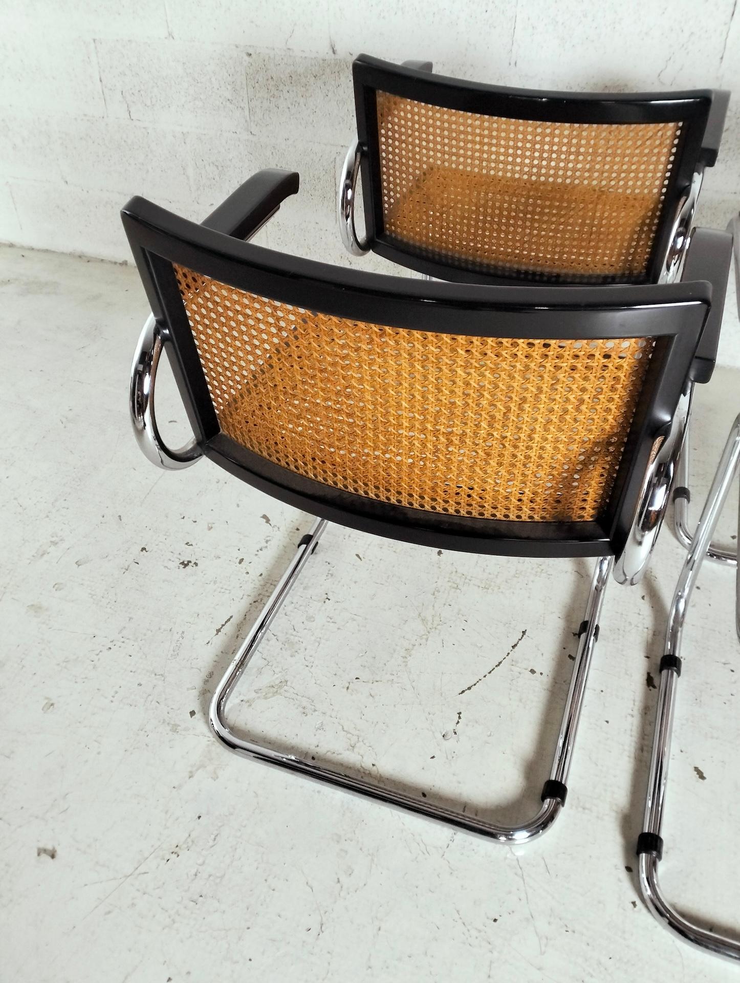 Set of 4 straw and steel chromed chairs attributed to L.Saccardo for Armet 70's For Sale 6