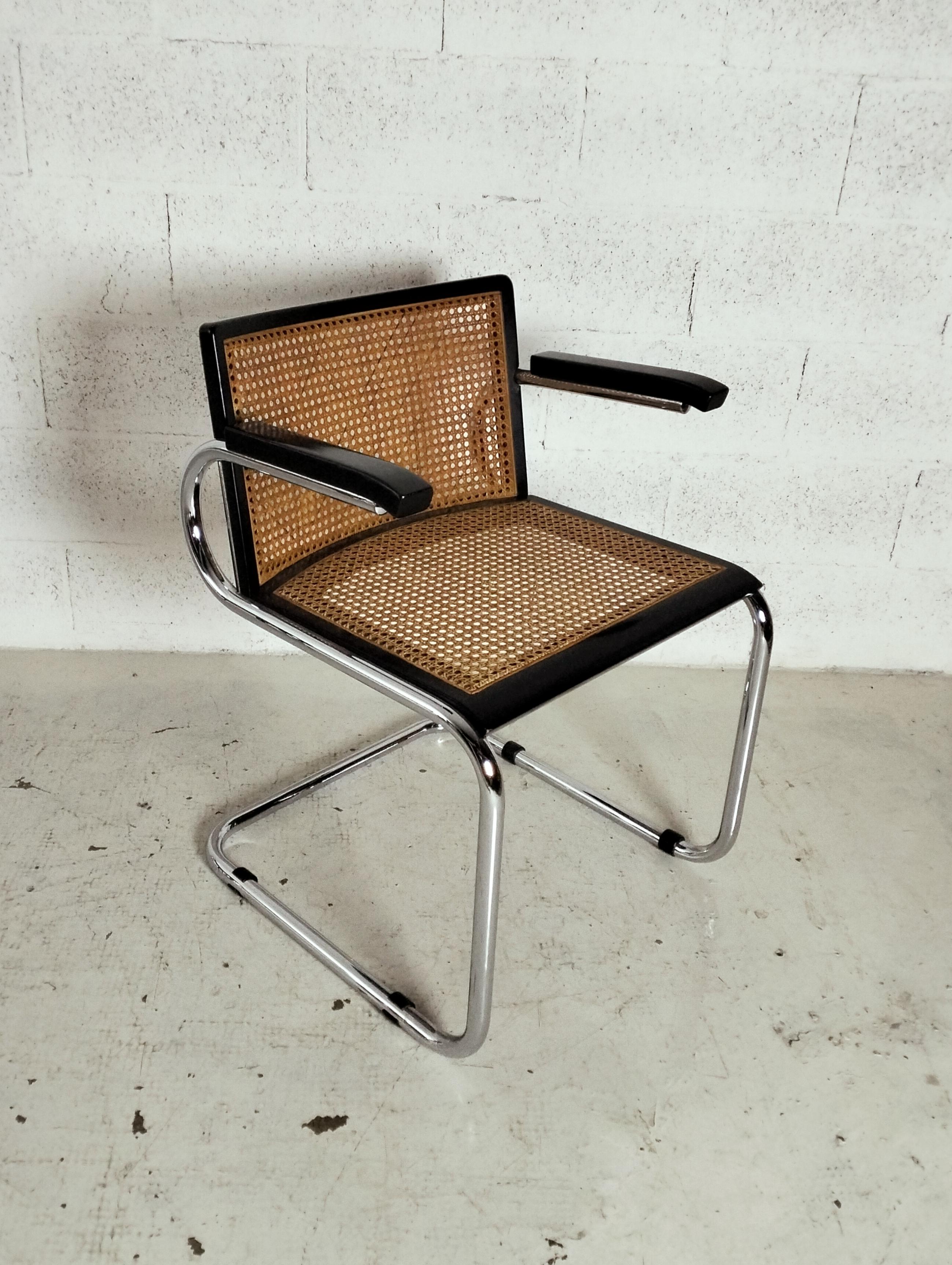 Italian Set of 4 straw and steel chromed chairs attributed to L.Saccardo for Armet 70's For Sale