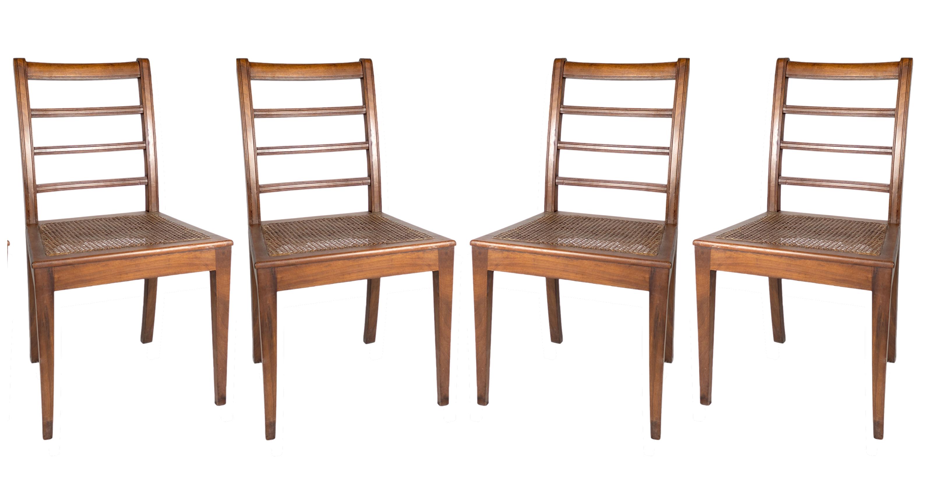 Set Of 4 Straw Upholstery Chairs, 20th Century