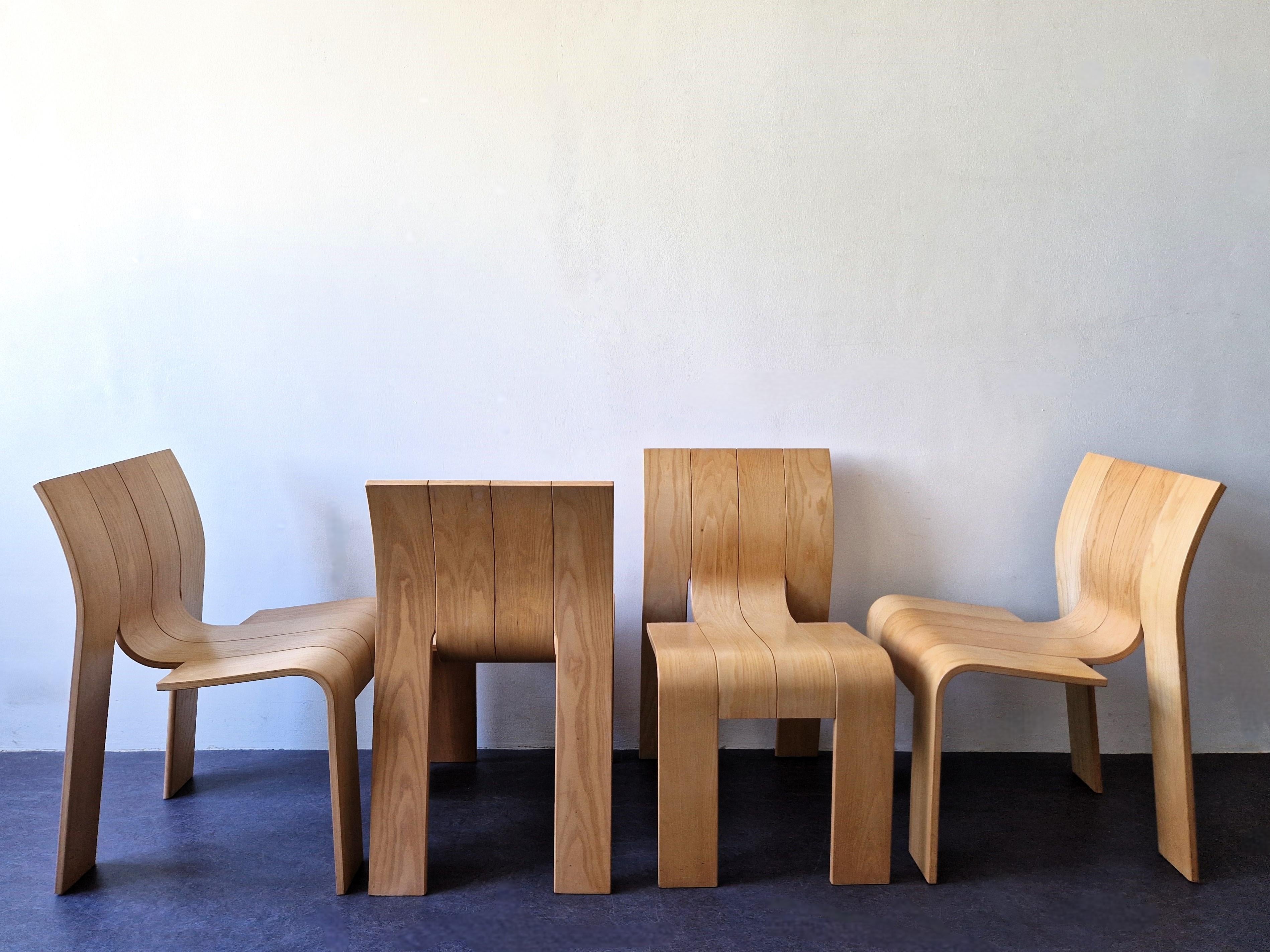 Dutch Set of 4 Strip chairs by Gijs Bakker for Castelijn, The Netherlands 1970's For Sale