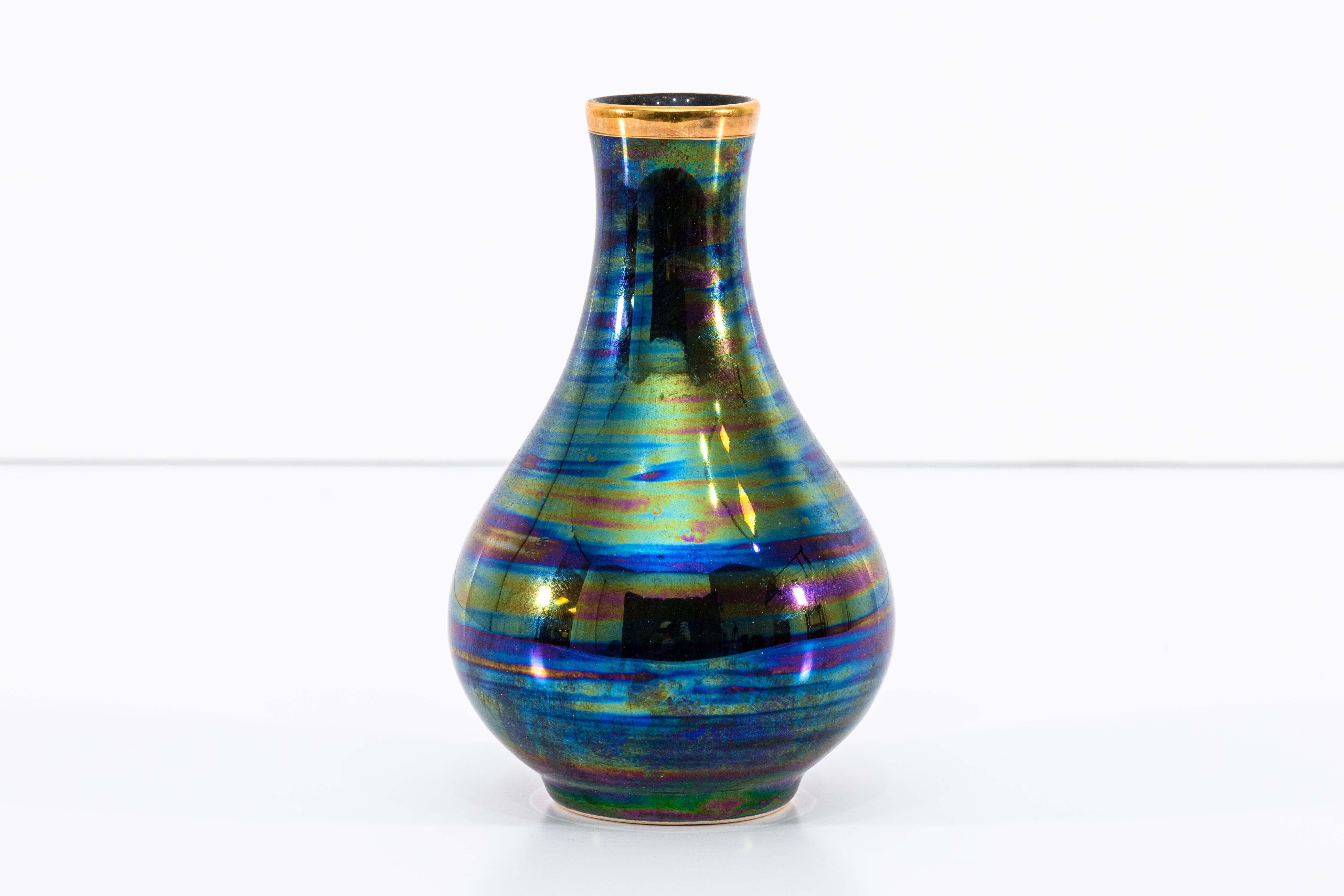 Set di 4 vasi in ceramica nera iridescente a righe Contemporary Modern in vendita 3