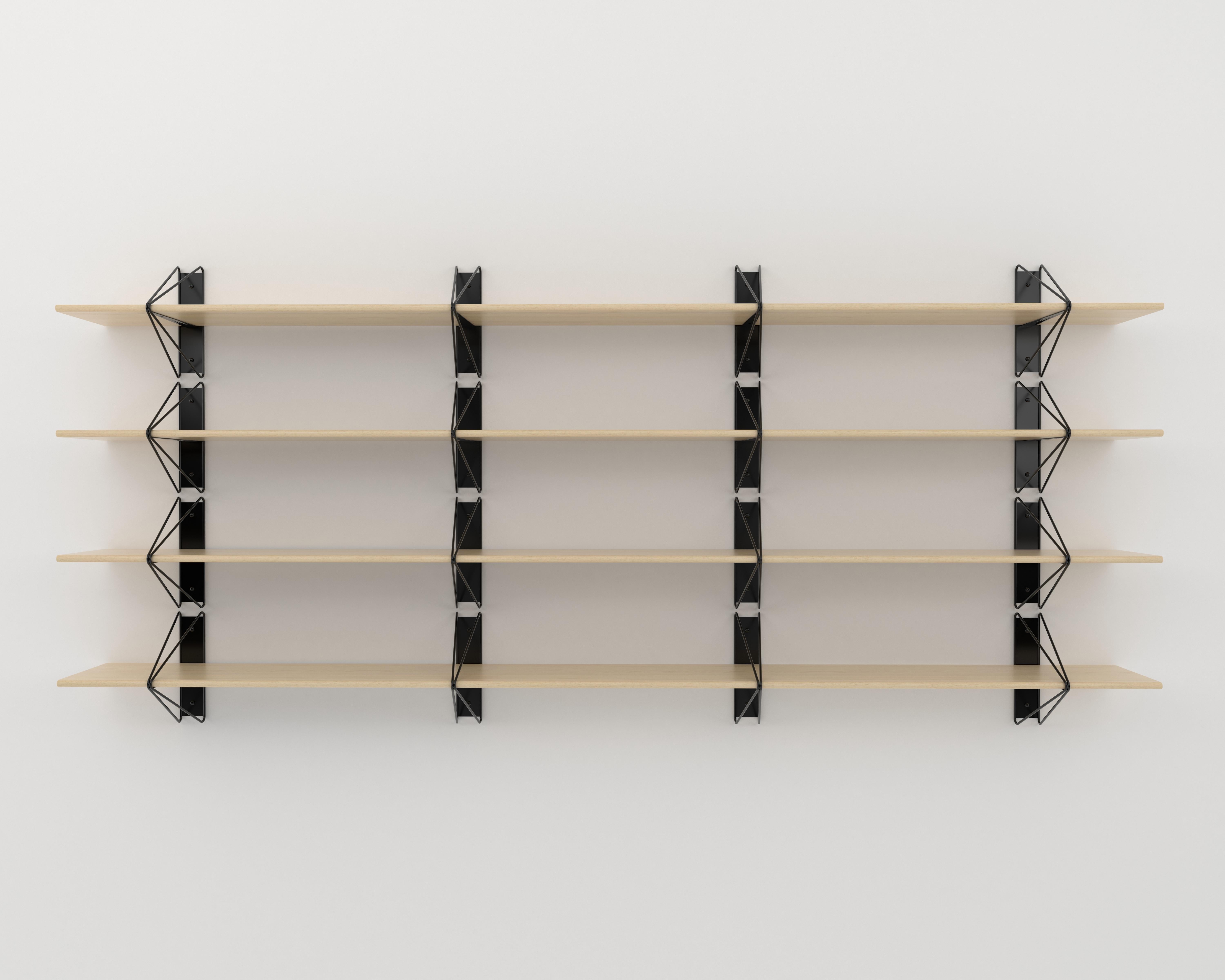 American Set of 4 Strut Shelves from Souda, 116in, Maple, Extra Long, Made to Order For Sale