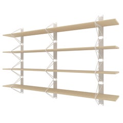 Set of 4 Strut Shelves from Souda, 84in, Modern White Wood Wall Shelf/Bookcase