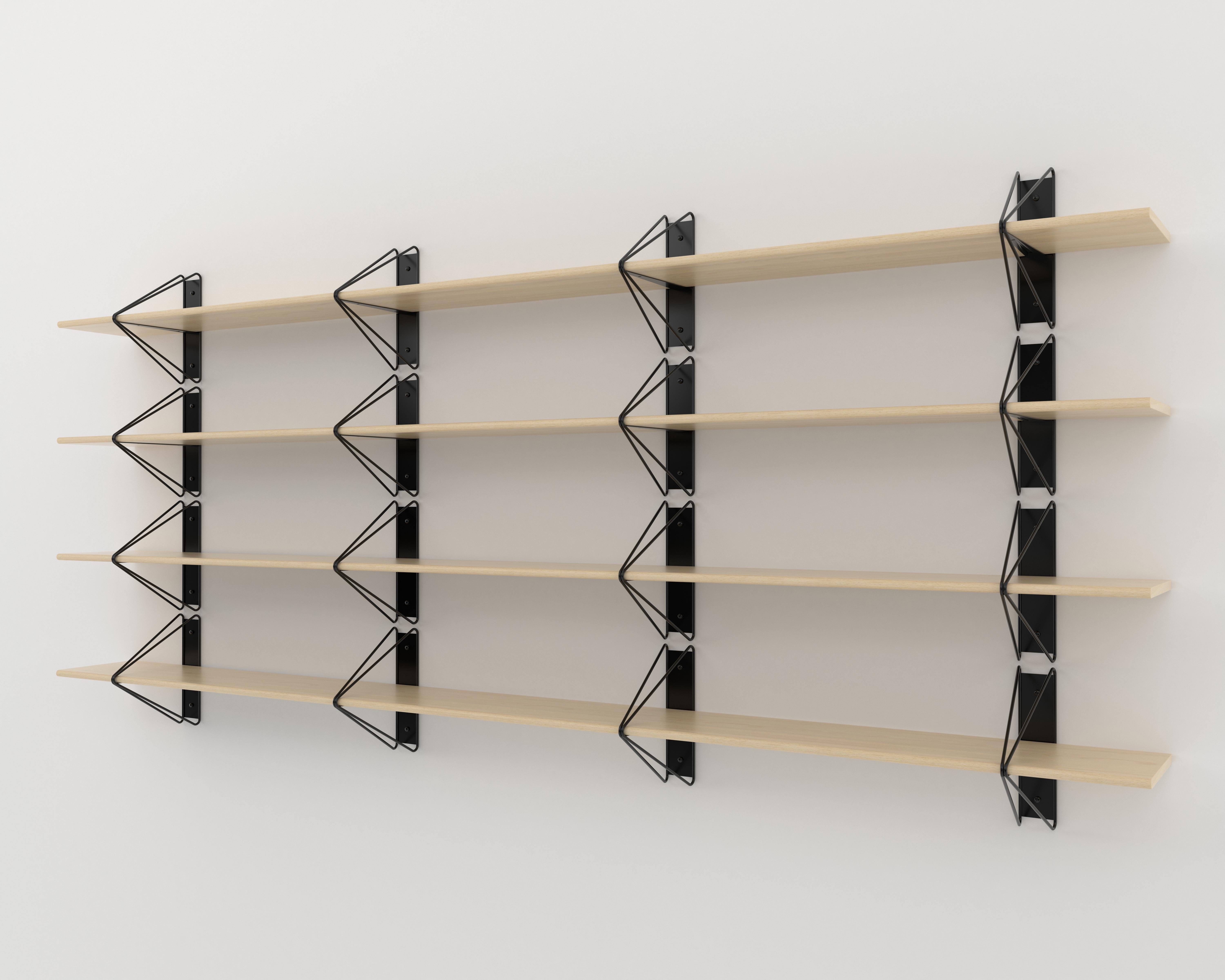 Metal Set of 4 Strut Shelves from Souda, Black and Walnut, Made to Order For Sale