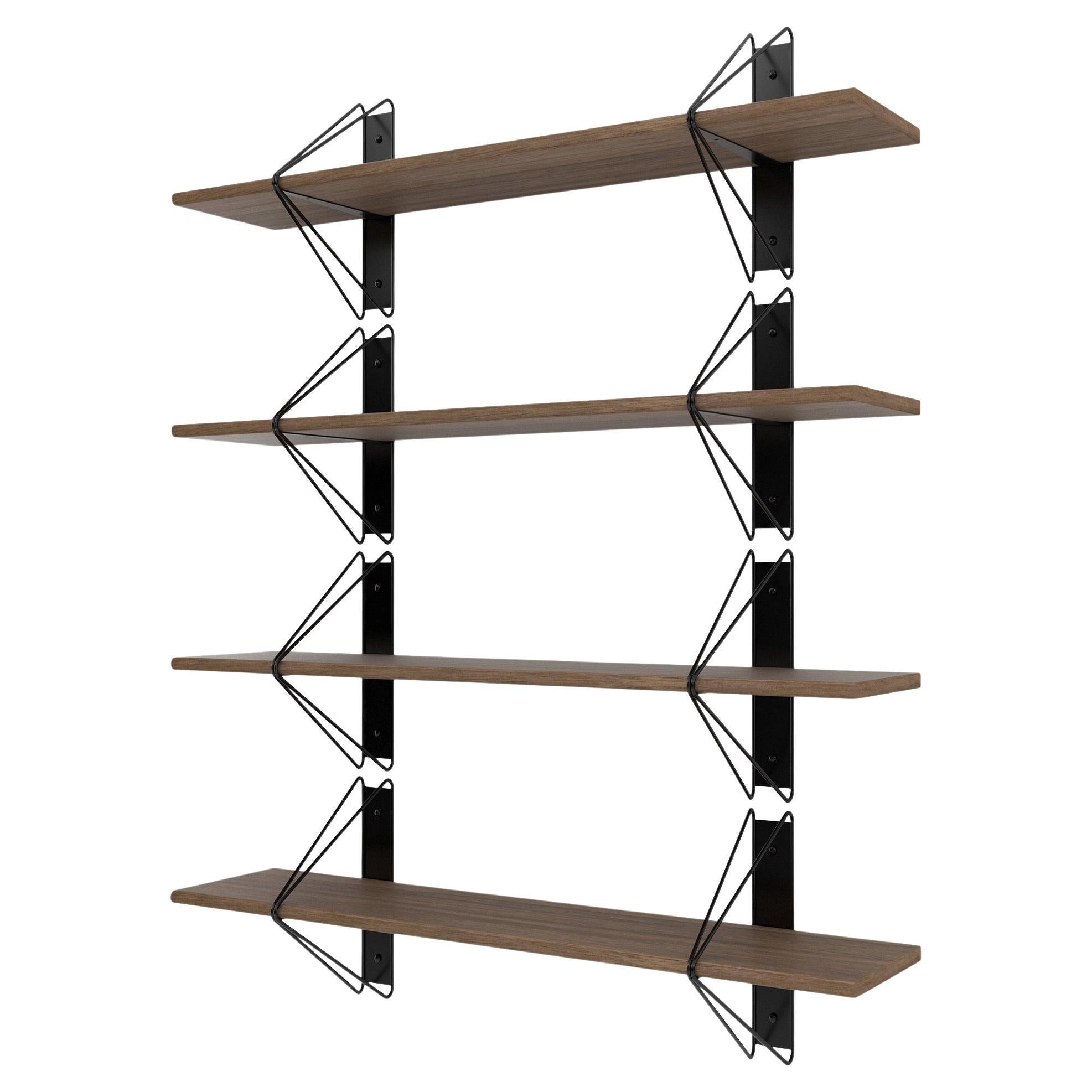 Set of 4 Strut Shelves from Souda, 52in, Black and Walnut, Made to Order