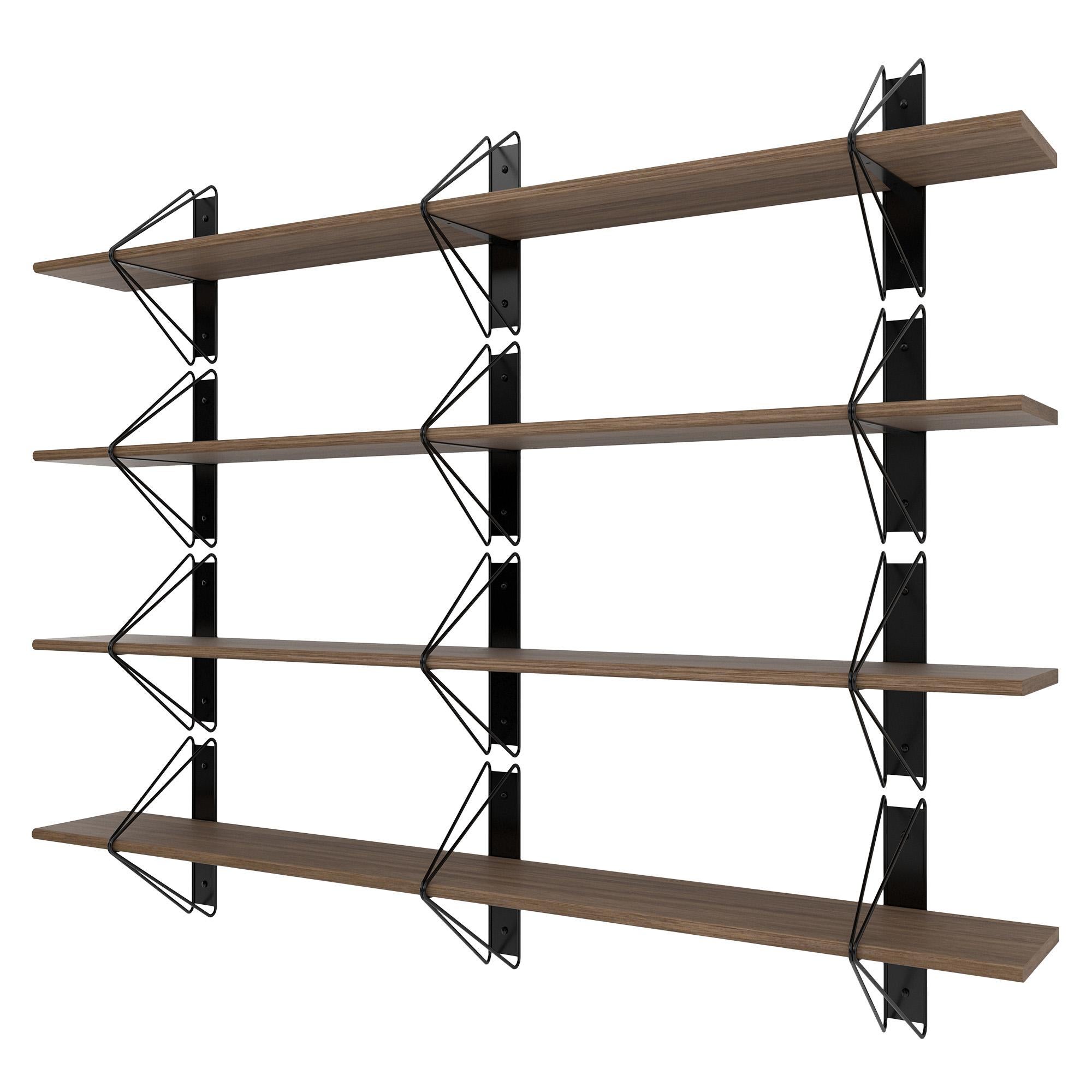 Set of 4 Strut Shelves from Souda, 84in, Black and Walnut, Made to Order For Sale