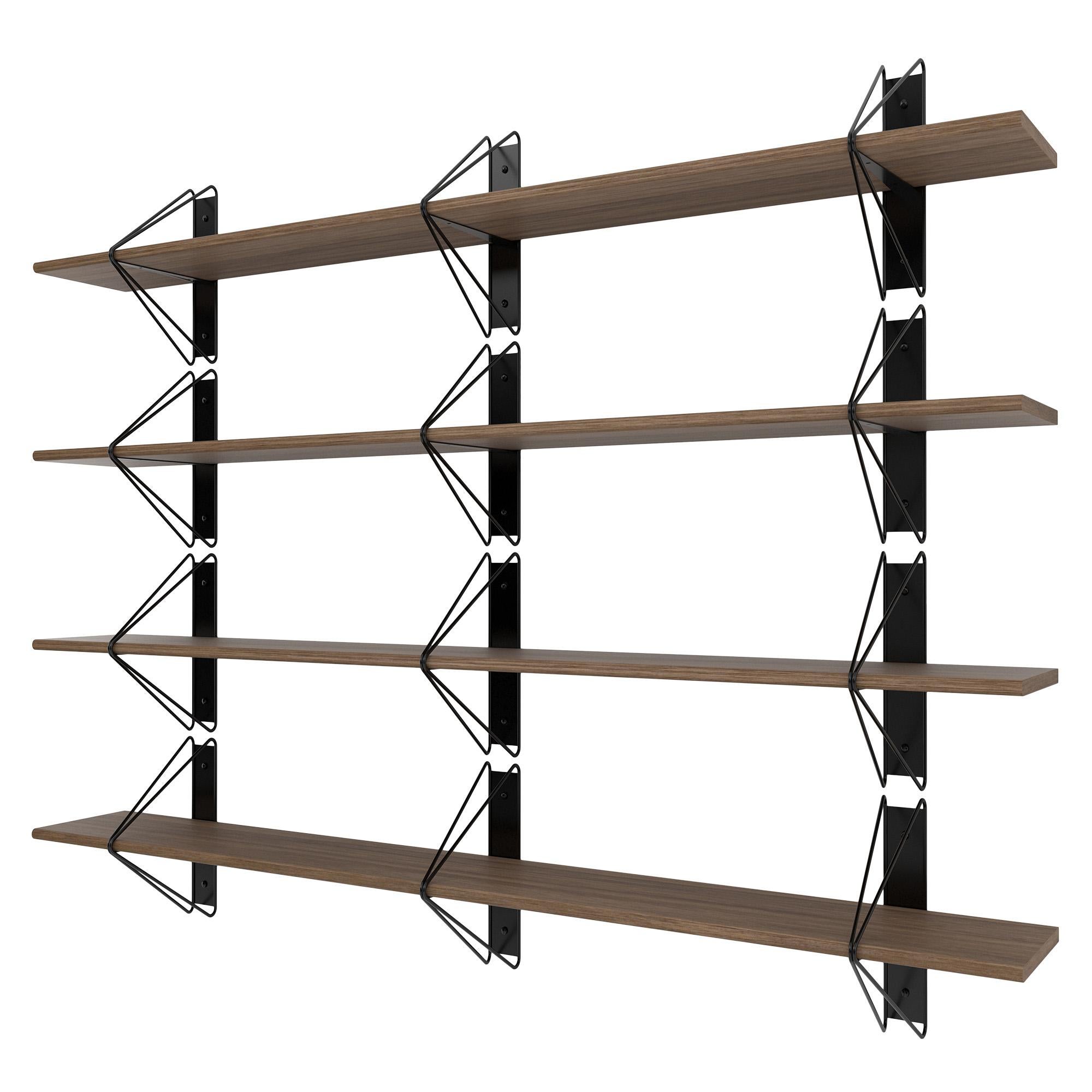 Set of 4 Strut Shelves from Souda, Black and Walnut, Made to Order For Sale