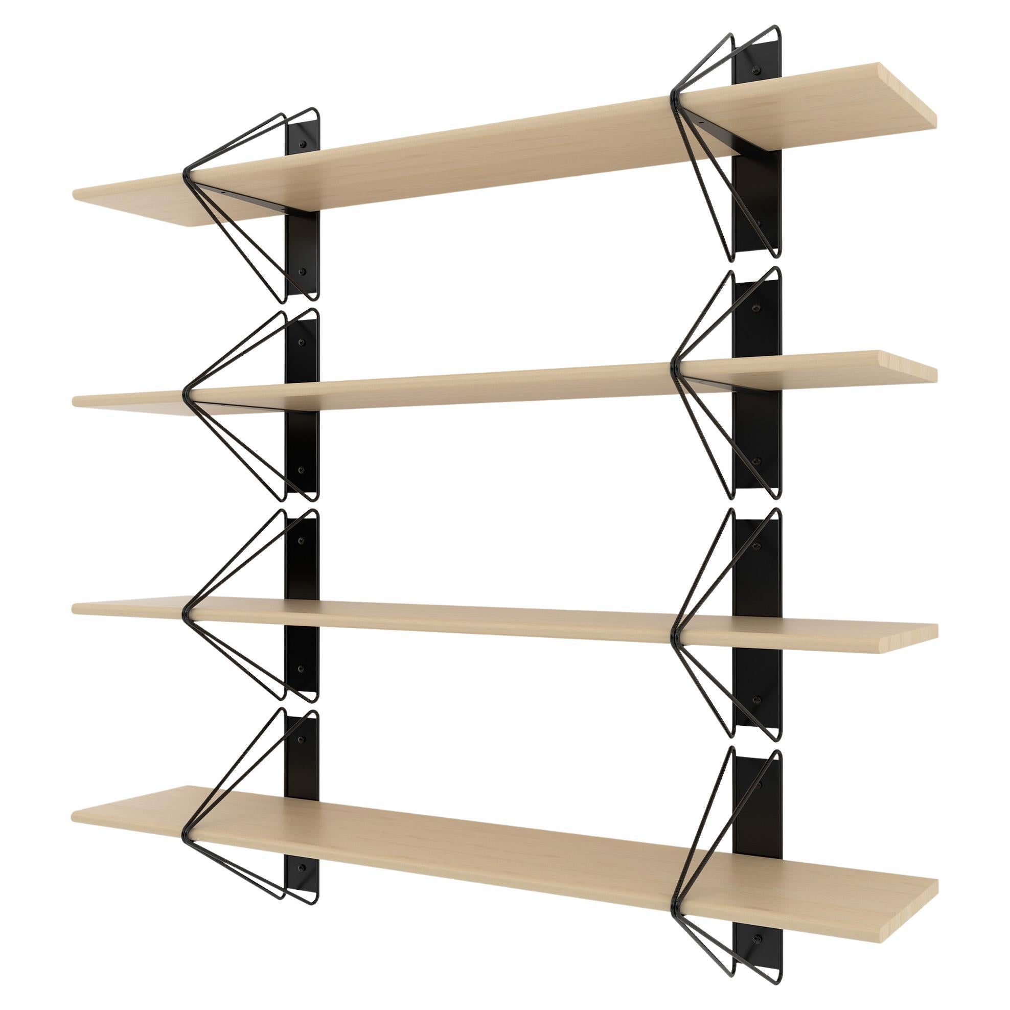 Set of 4 Strut Shelves from Souda, Black and Maple, Made to Order For Sale