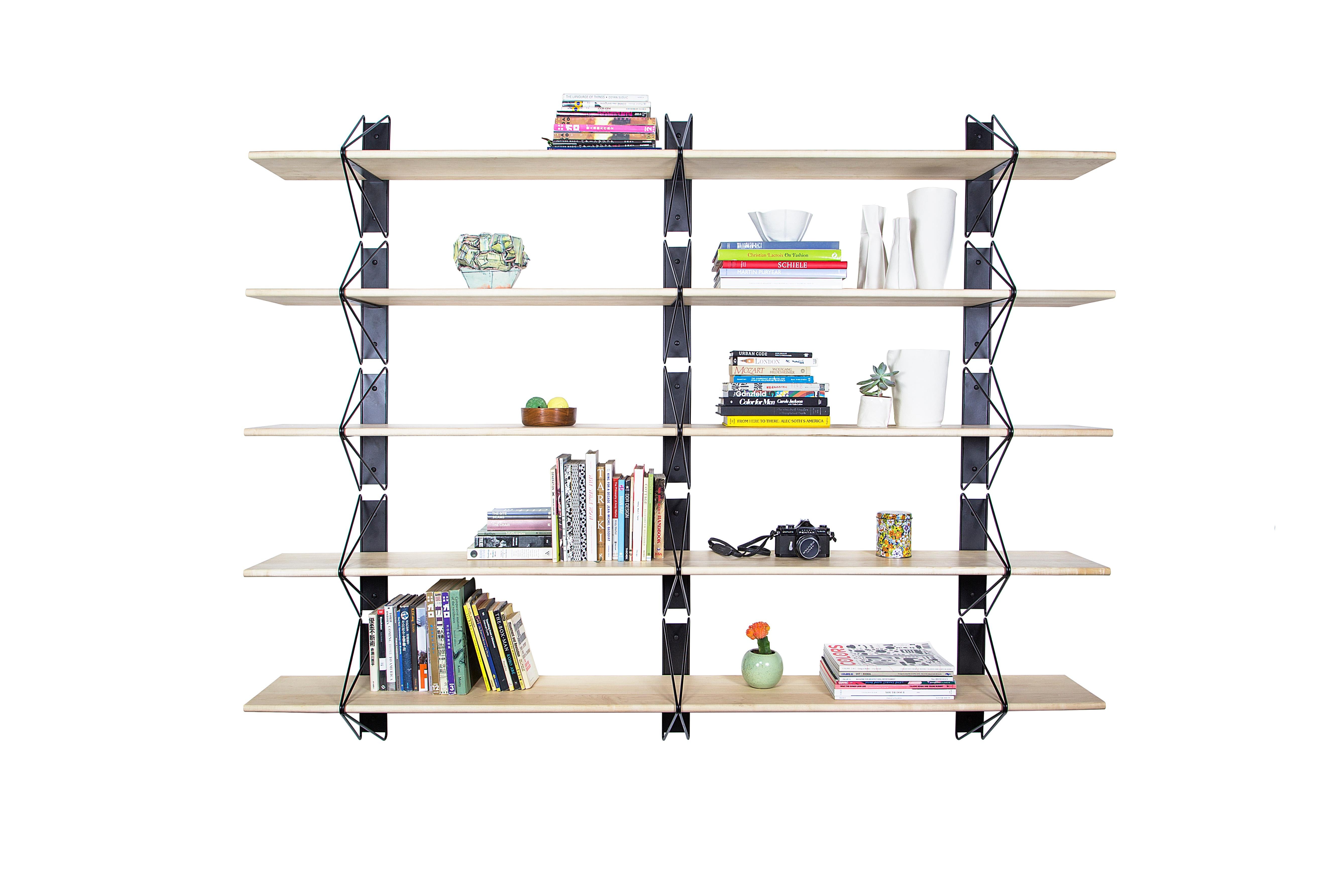 American Set of 4 Strut Shelves from Souda, Modern White Wood Wall Shelf/Bookcase For Sale