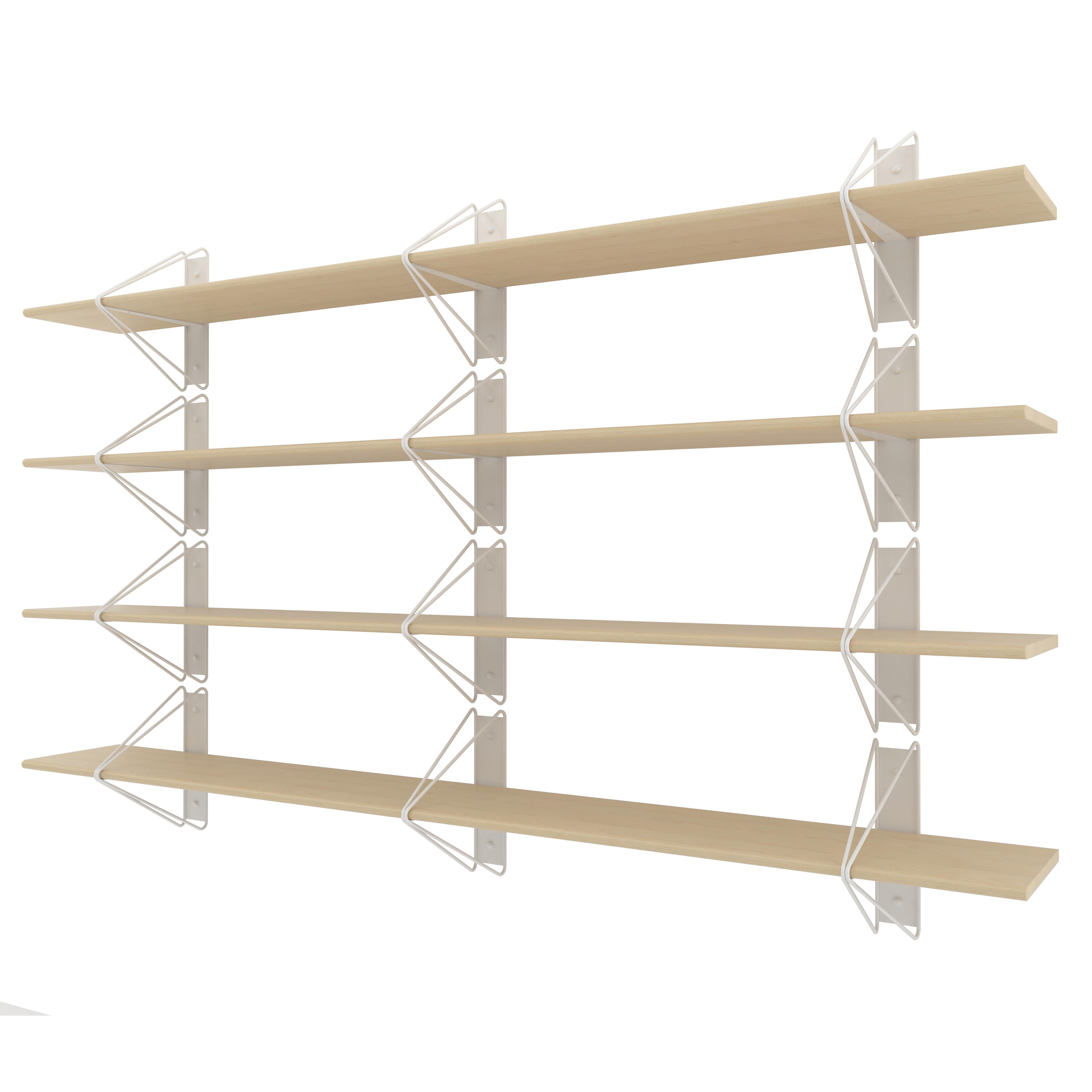 Set of 4 Strut Shelves from Souda, Modern White Wood Wall Shelf/Bookcase For Sale