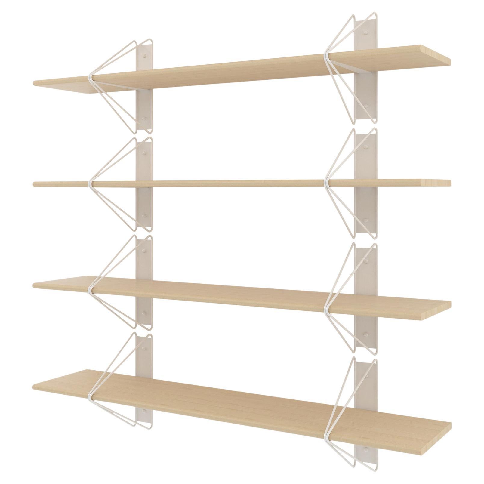 Set of 4 Strut Shelves from Souda, White and Maple, Made to Order