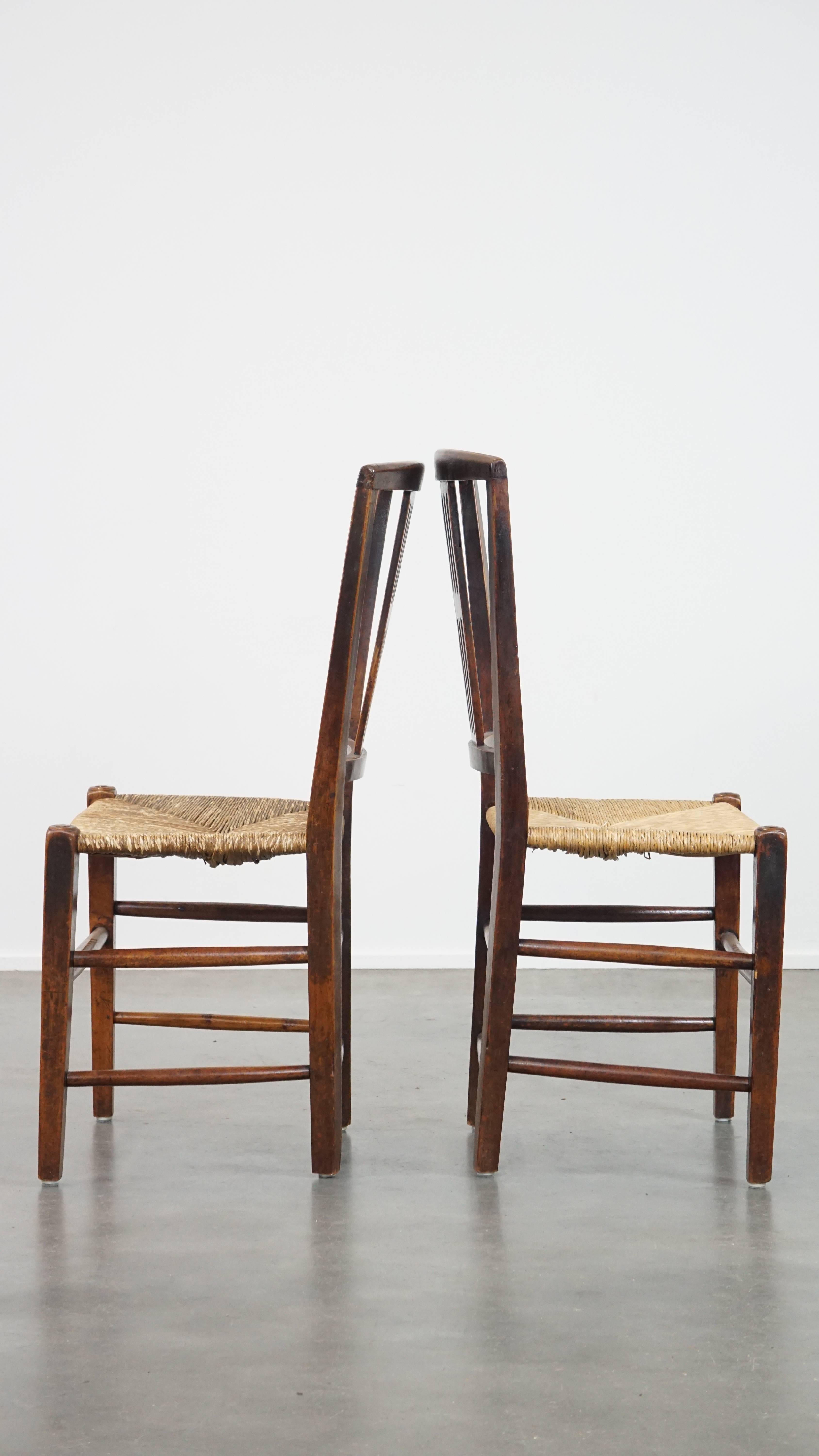 Wicker Set of 4 stunning 19th-century antique English dining chairs with wicker seats For Sale