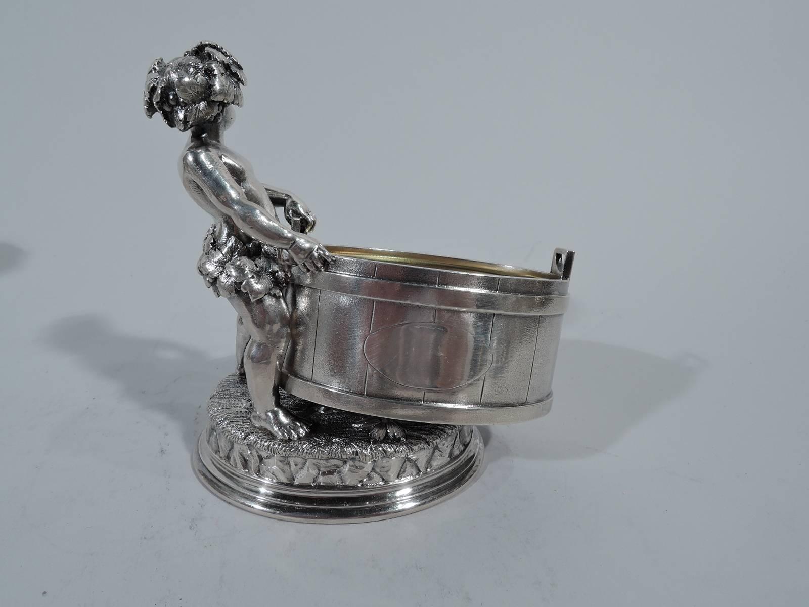 19th Century Set of Four Stylish New York Sterling Silver Open Salts with Bacchic Babes