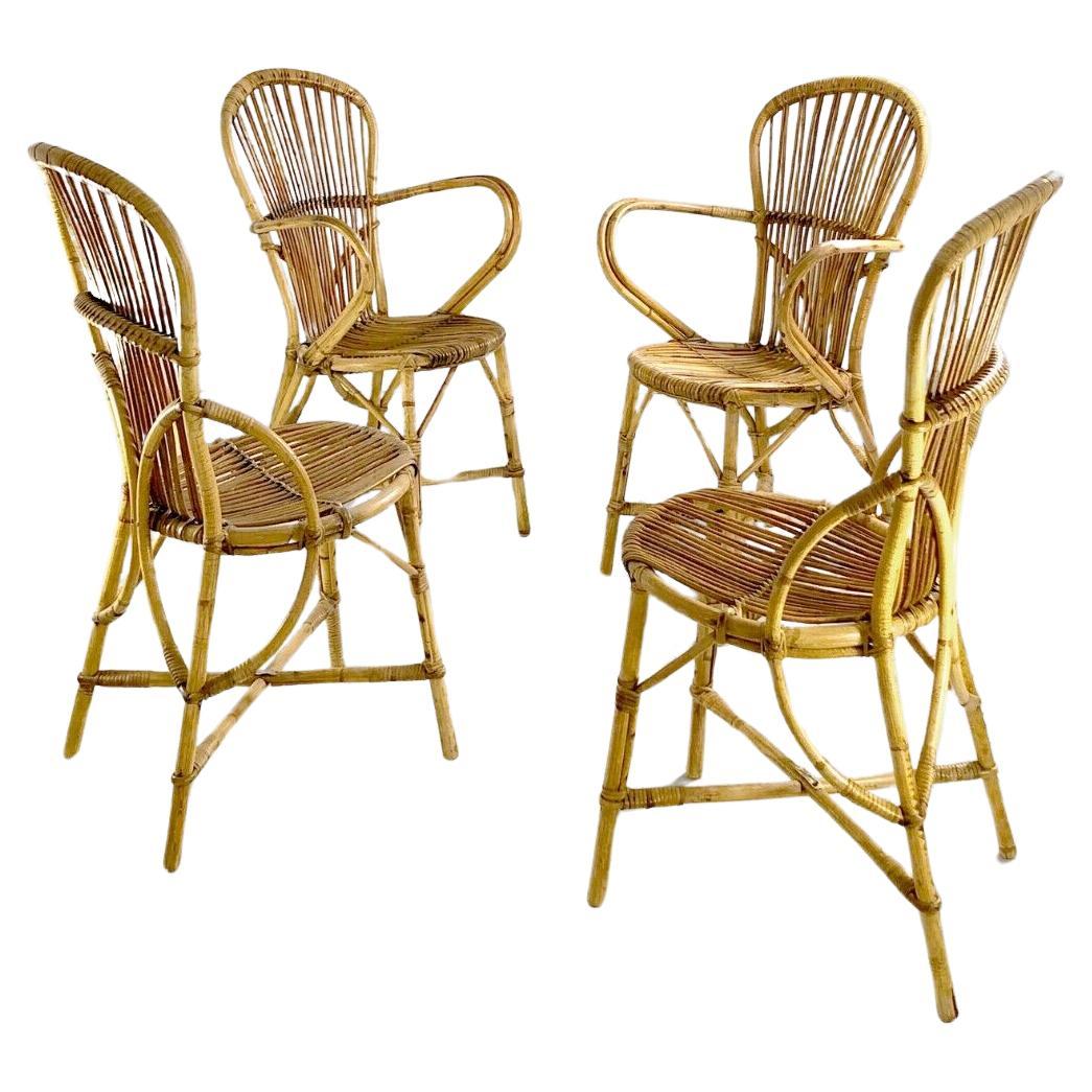 A Set of 4 MID-CENTURY-MODERN Chairs SIGNED by AUDOUX-MINNET, France 1950 For Sale