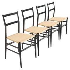 Set di 4 sedie da pranzo con seduta in canna "Superleggera" di Giò Ponti per Cassina 1951