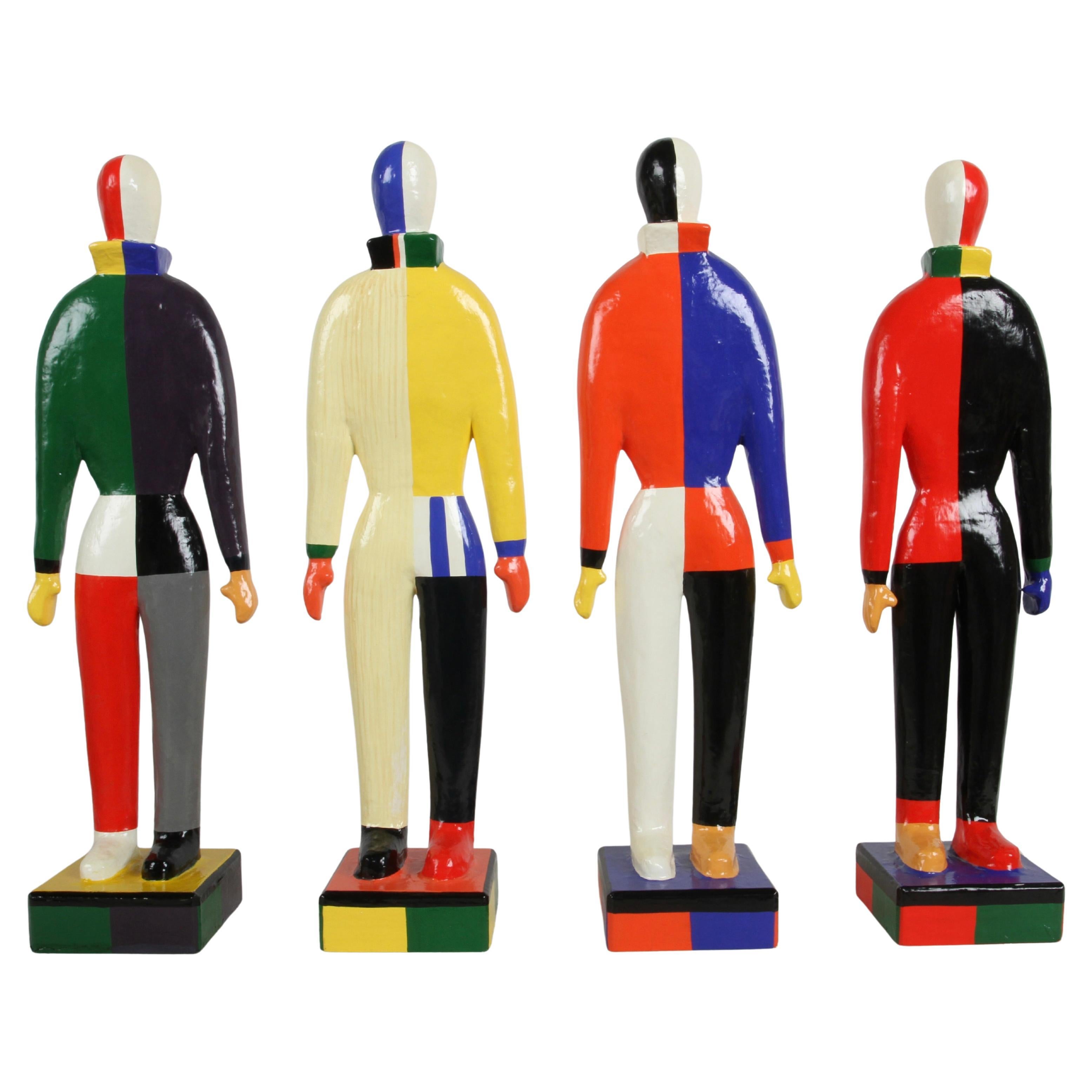 Set of 4 "Suprematism Sportsmen" Figures by Kazimir Malevich Guggenheim Museum For Sale